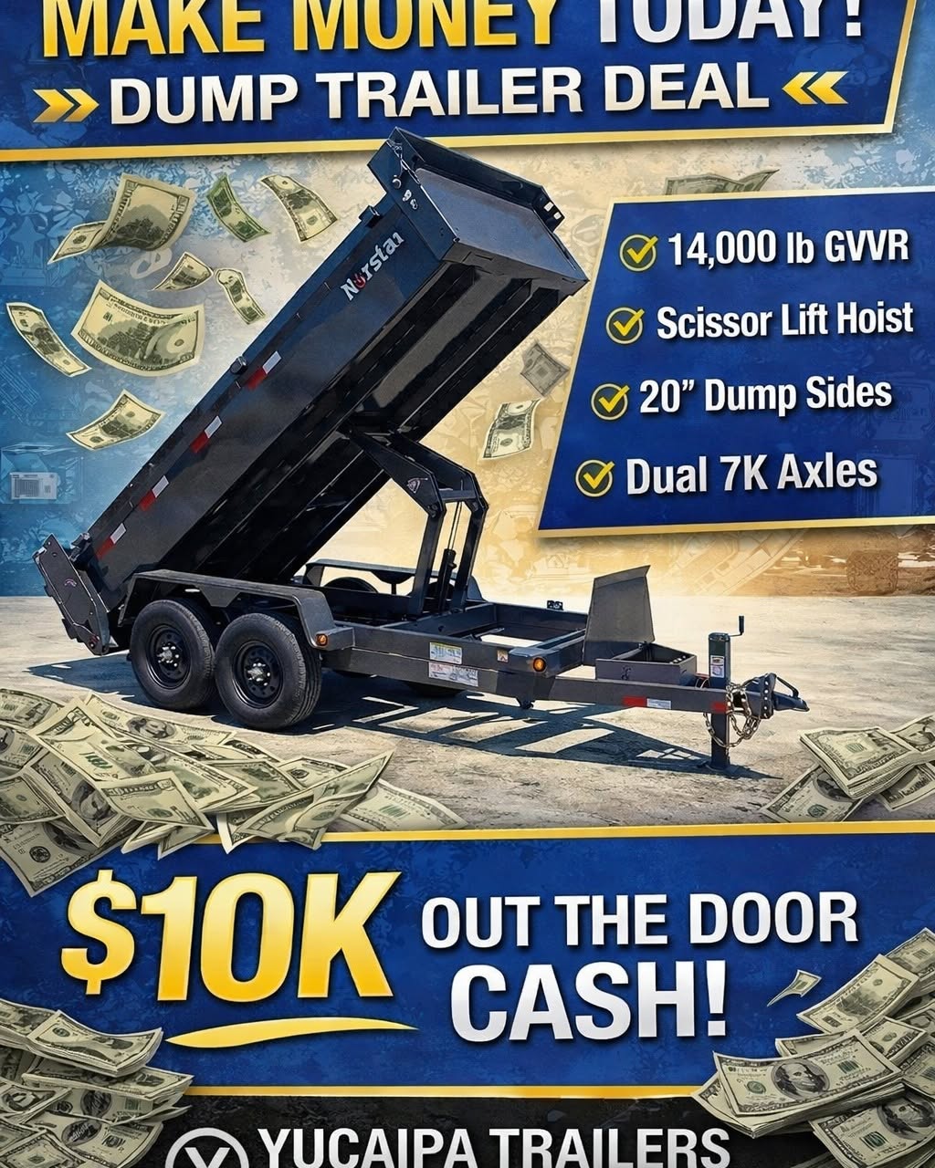 Tim Herman Facebook ad: 2026 Norstar 7x14 Scissor Lift Dump Trailer On Sale Now…