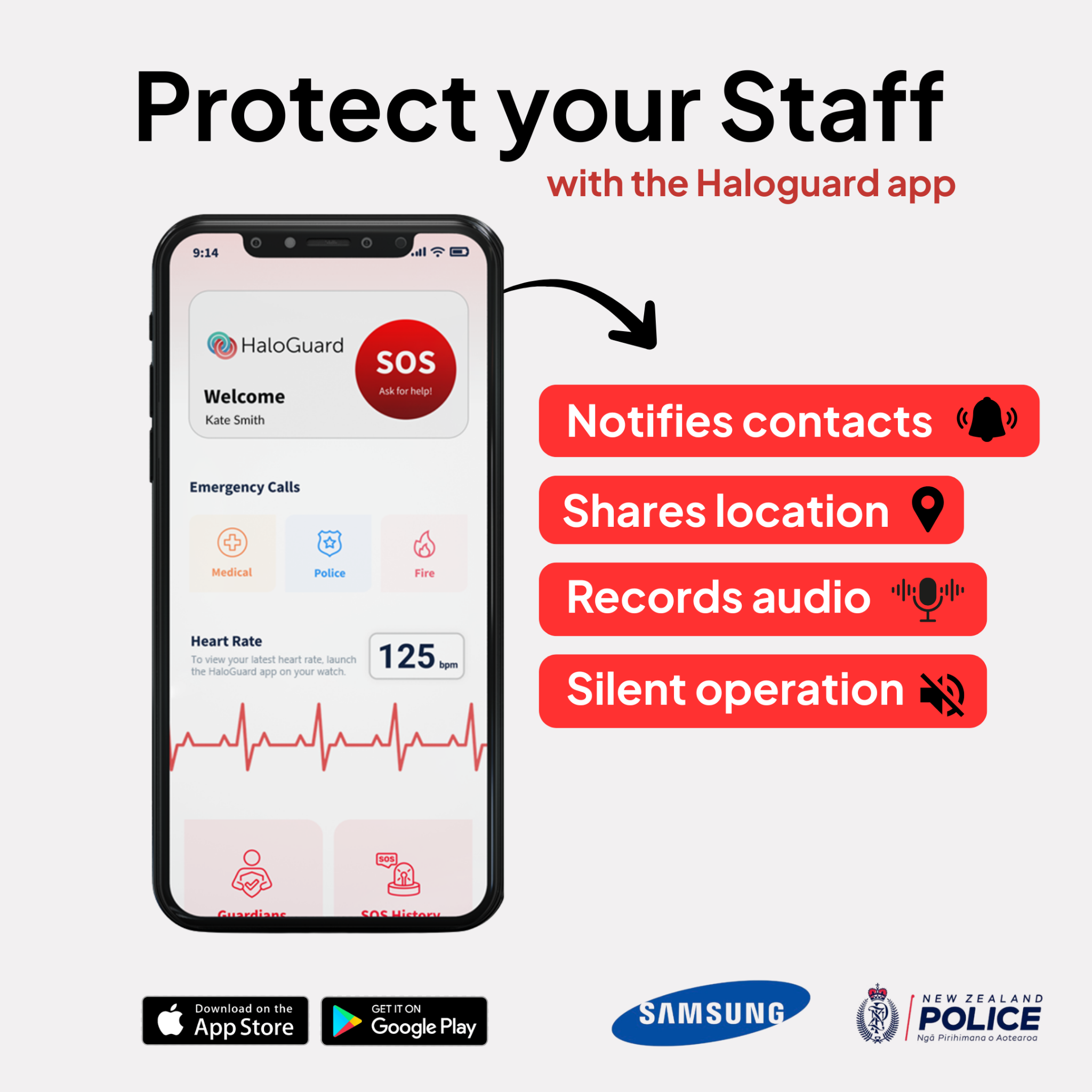HaloGuard Facebook ad: NZ Personal Safety App designed to protect your Staff