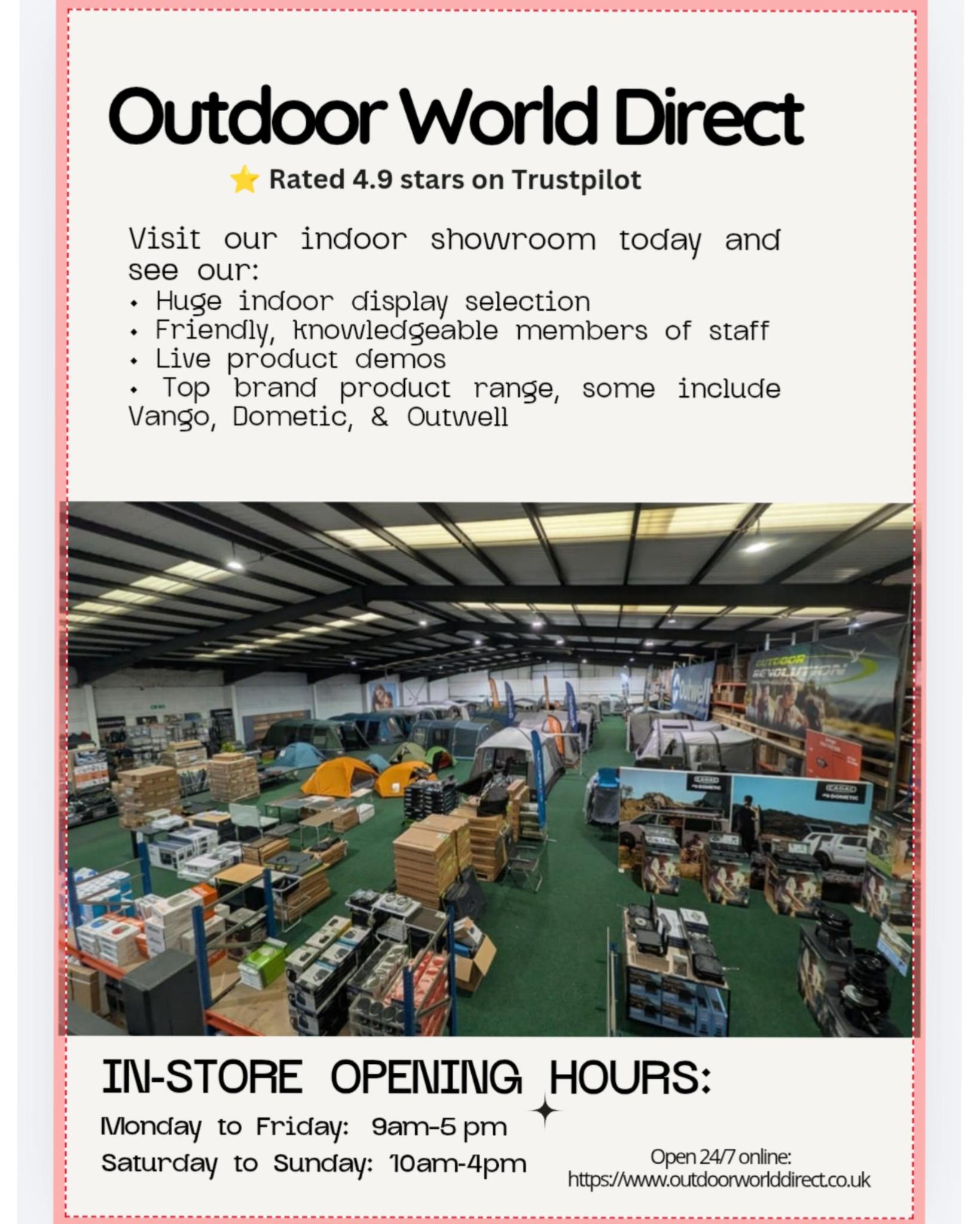 Outdoor World Direct Facebook ad: Get ready to pitch up and explore the…