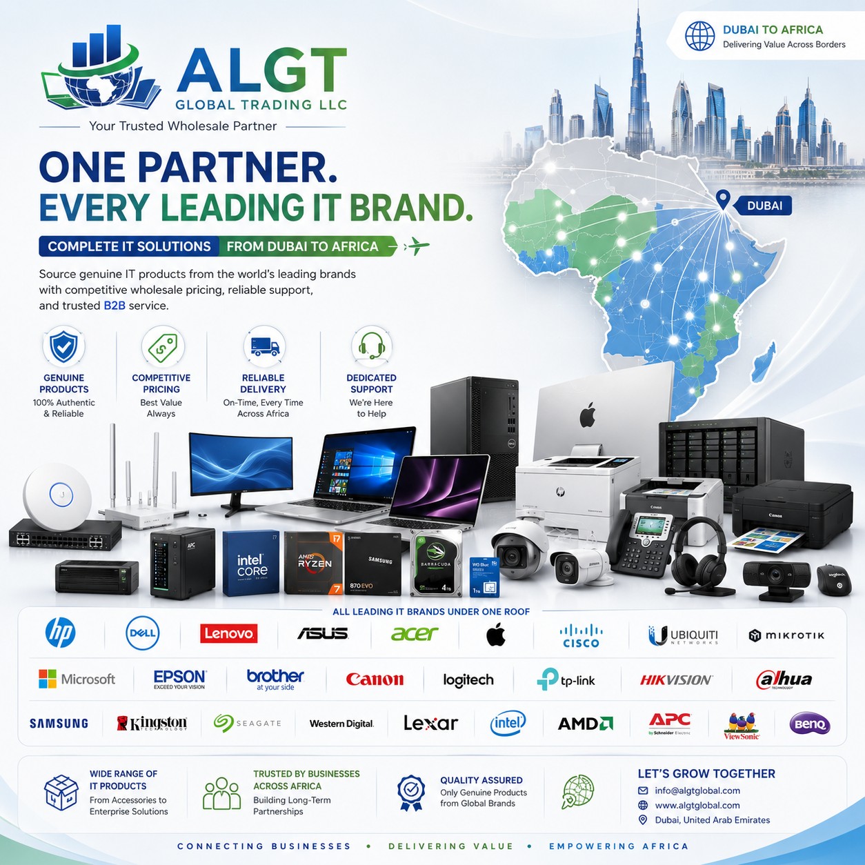 ALGT Global Trading Facebook ad: Reliable IT & Office Supplies for Zambia