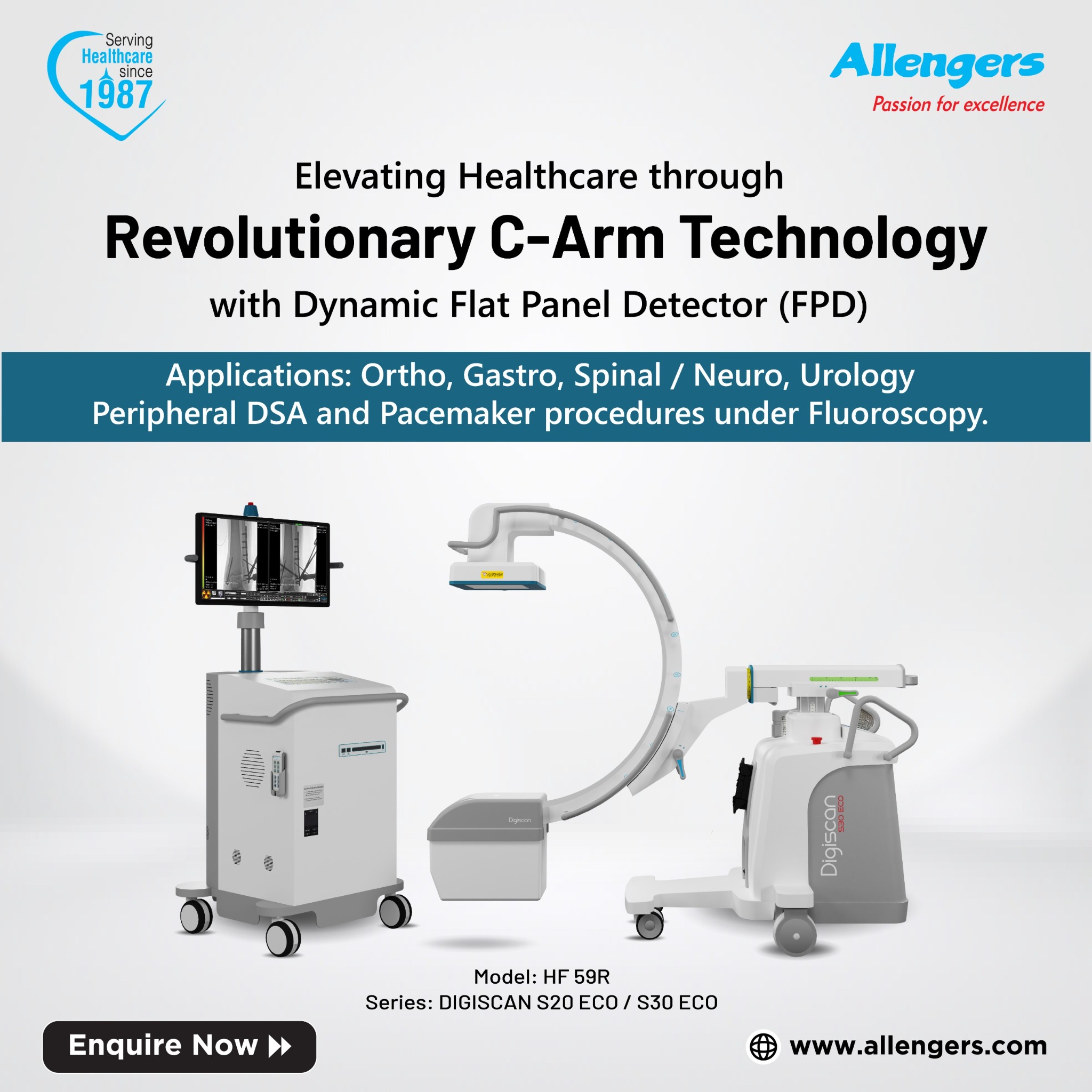 Allengers Facebook ad: Discover the Allengers C-Arm with Flat Panel Detector!