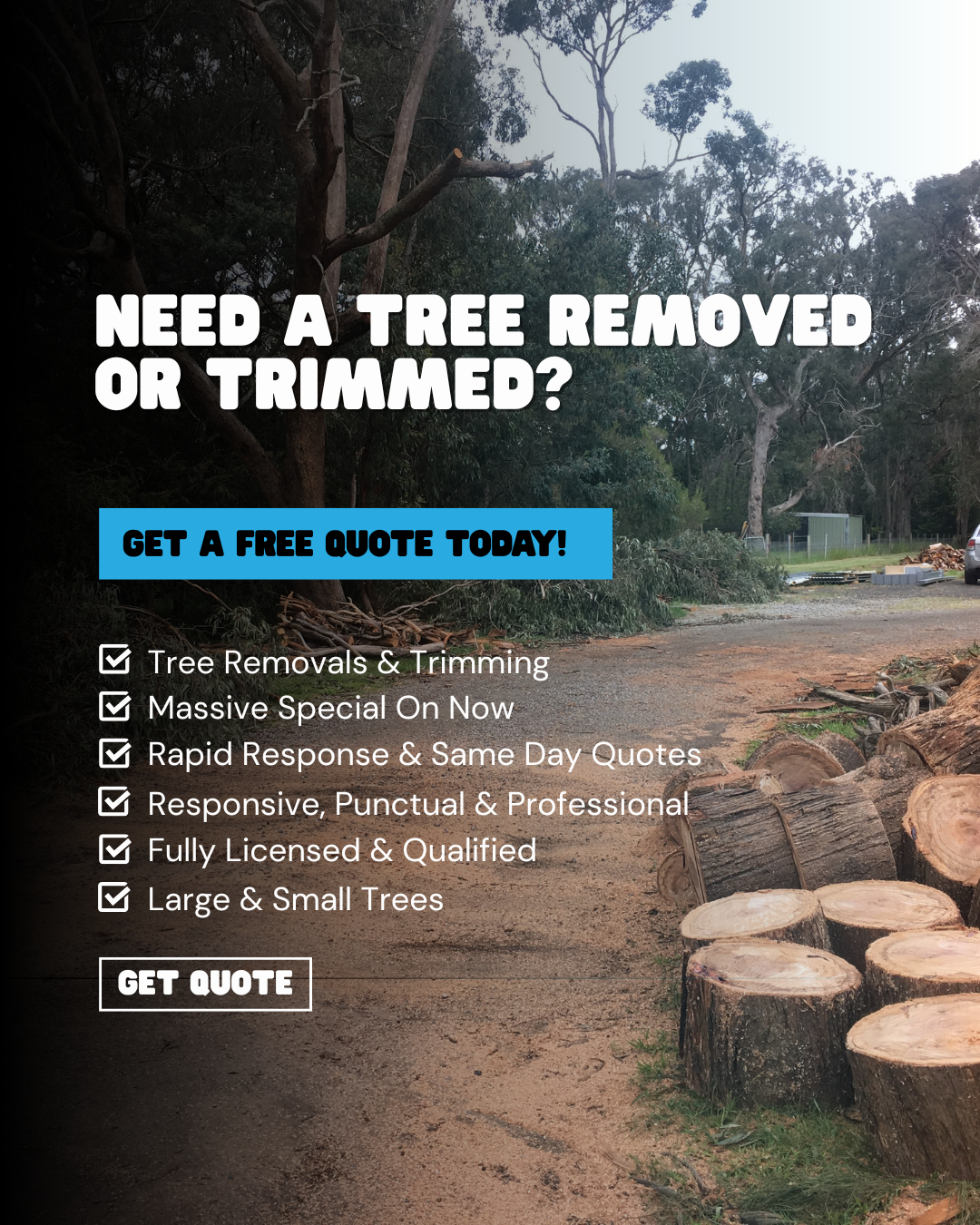 Mr Lumberjack Facebook ad: Free Tree Removal Quotes | Melton & Bacchus Marsh