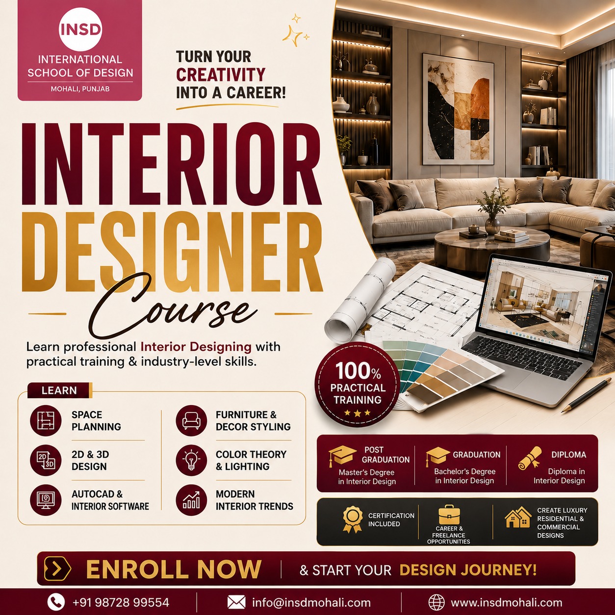 INSD - Mohali Facebook ad: Professional Interior Designing Course