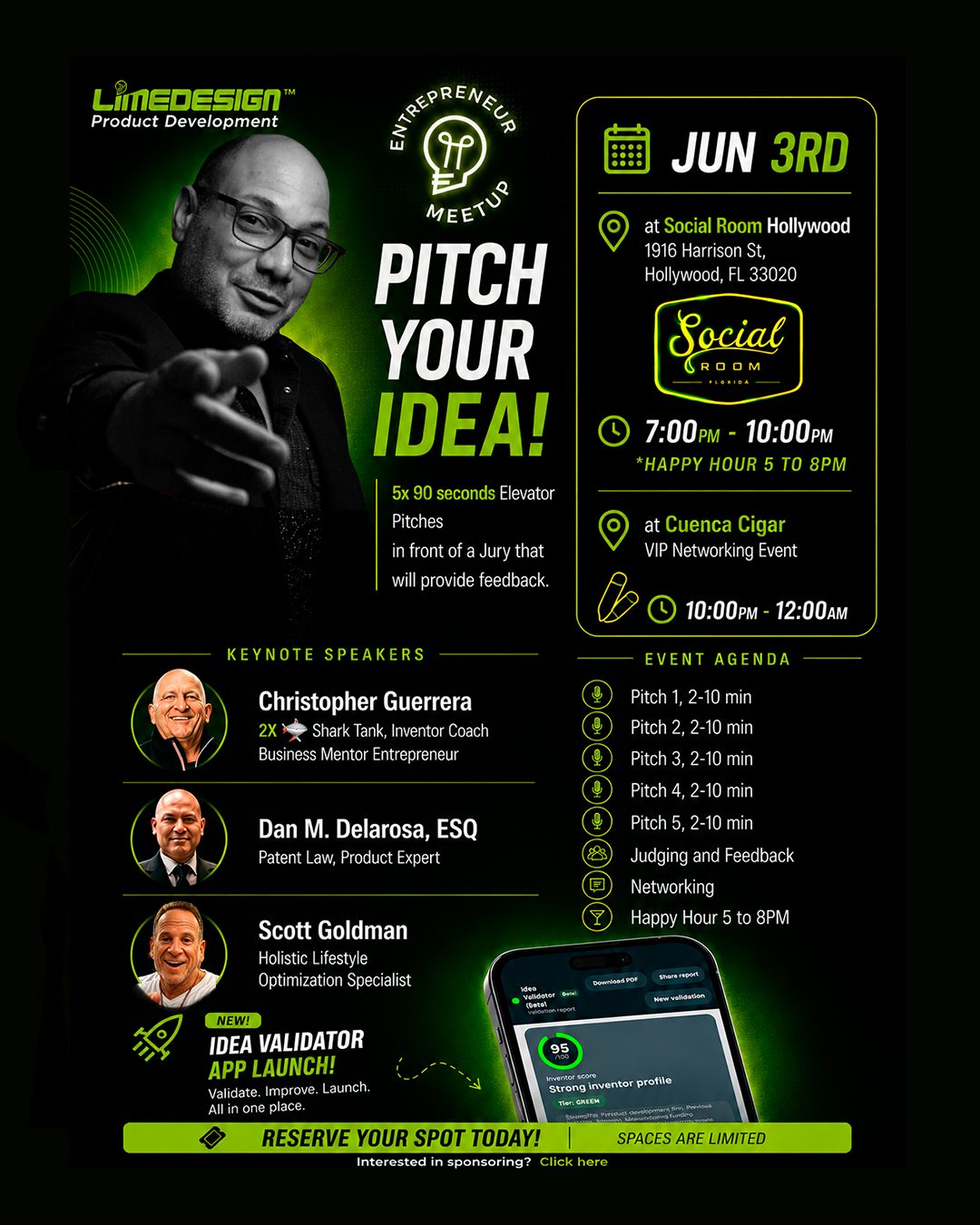 Lime Design Facebook ad: Pitch in front of a 2X Shark Tank Veteran!