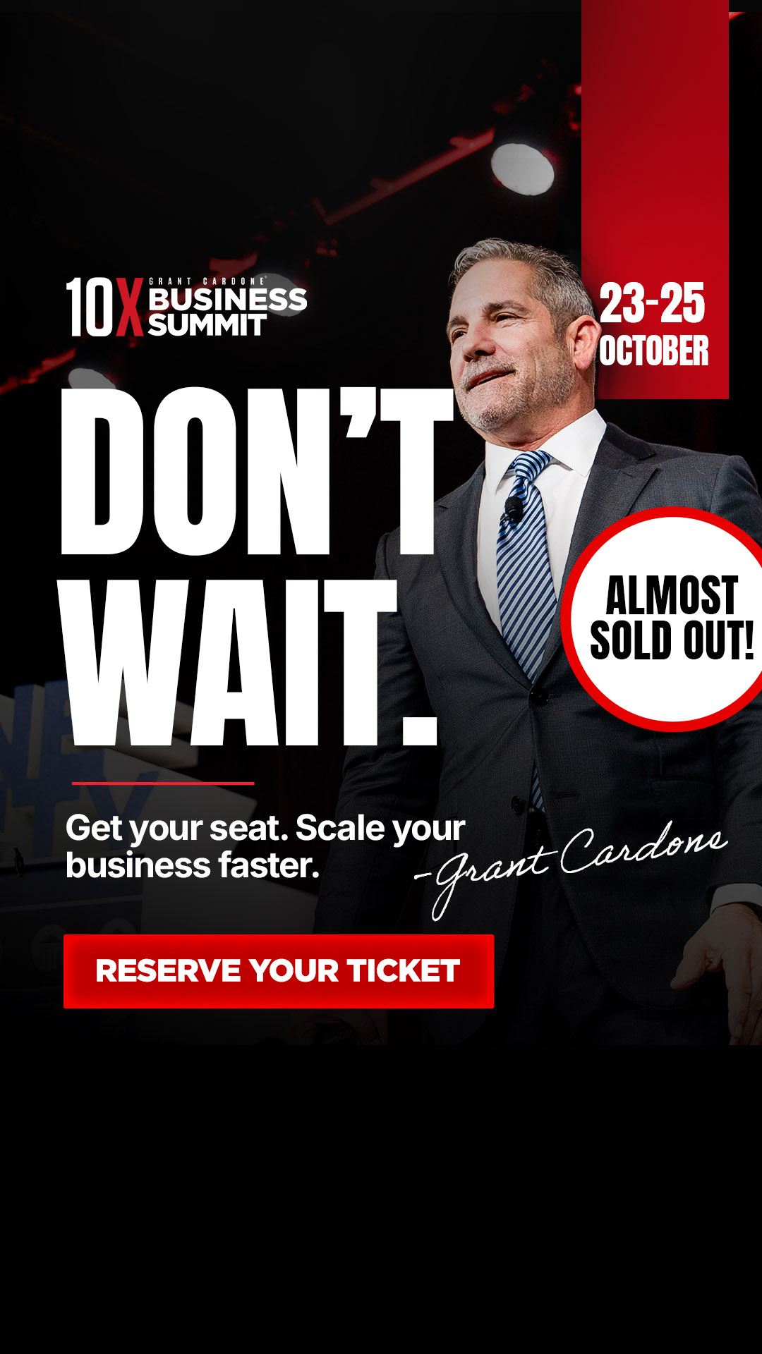 Grant Cardone Facebook ad: Close Deals Without Babysitting Them