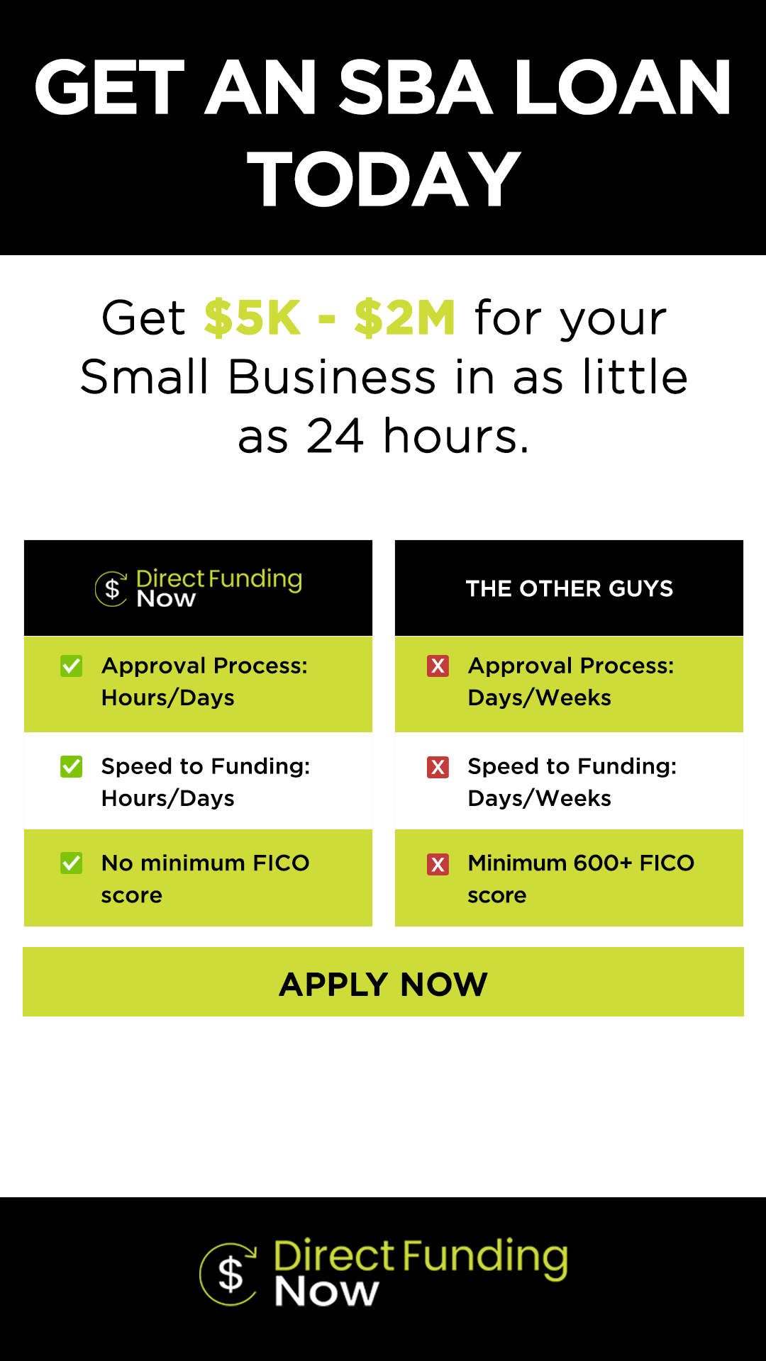 Direct Funding Now Facebook ad