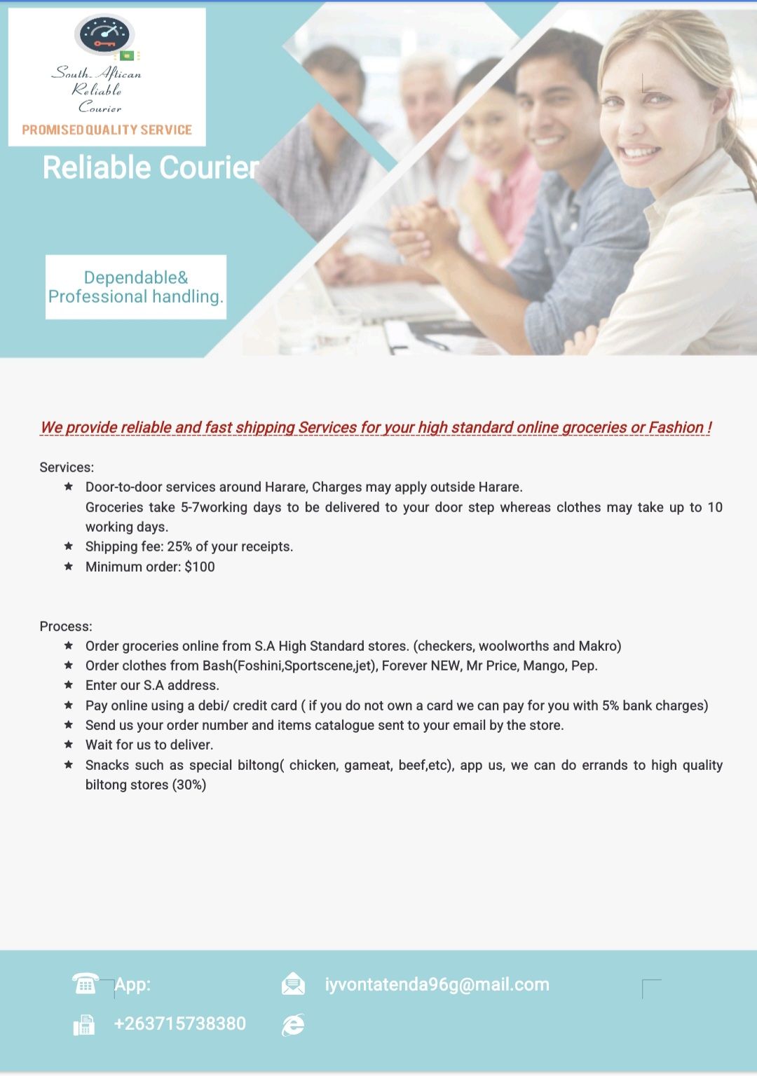 Reliable Courier Facebook ad: Want to get fast and reliable deliveries for…