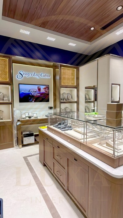 Luxa Interiors Facebook ad: For @sissyslogcabininc new jewelry store located inside…