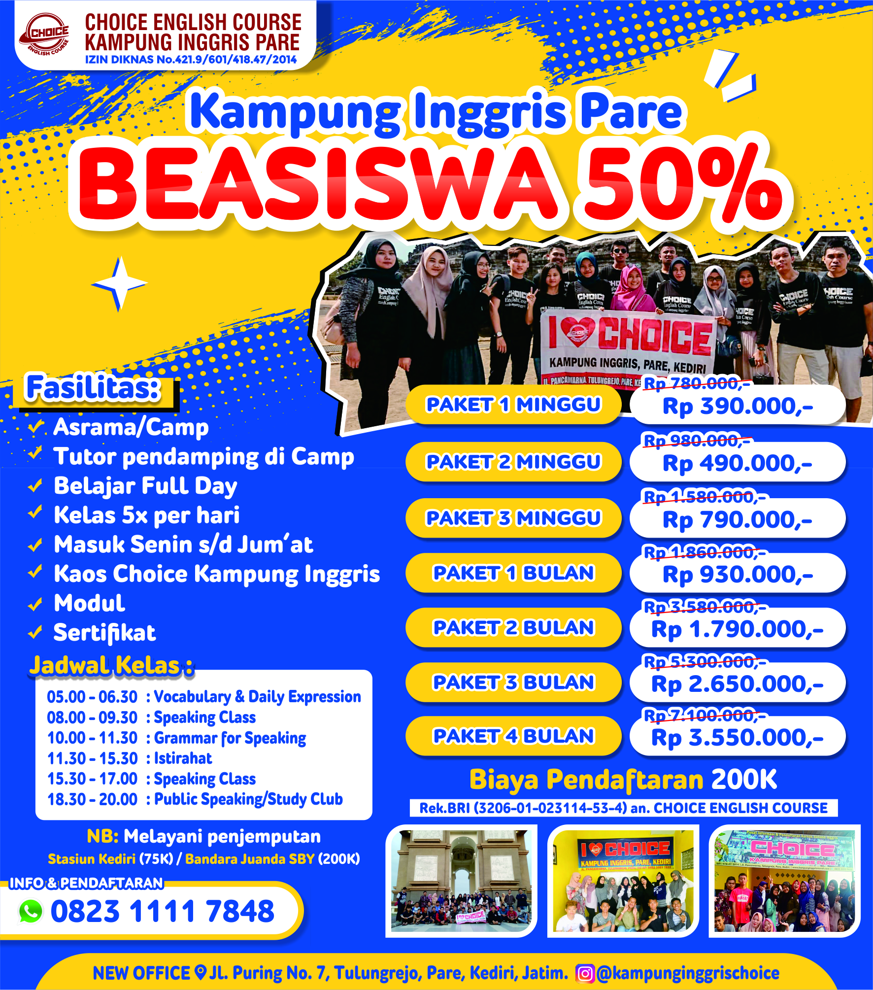 Kampung Inggris Pare - Choice English Center Facebook ad from Jul 24, 2026
