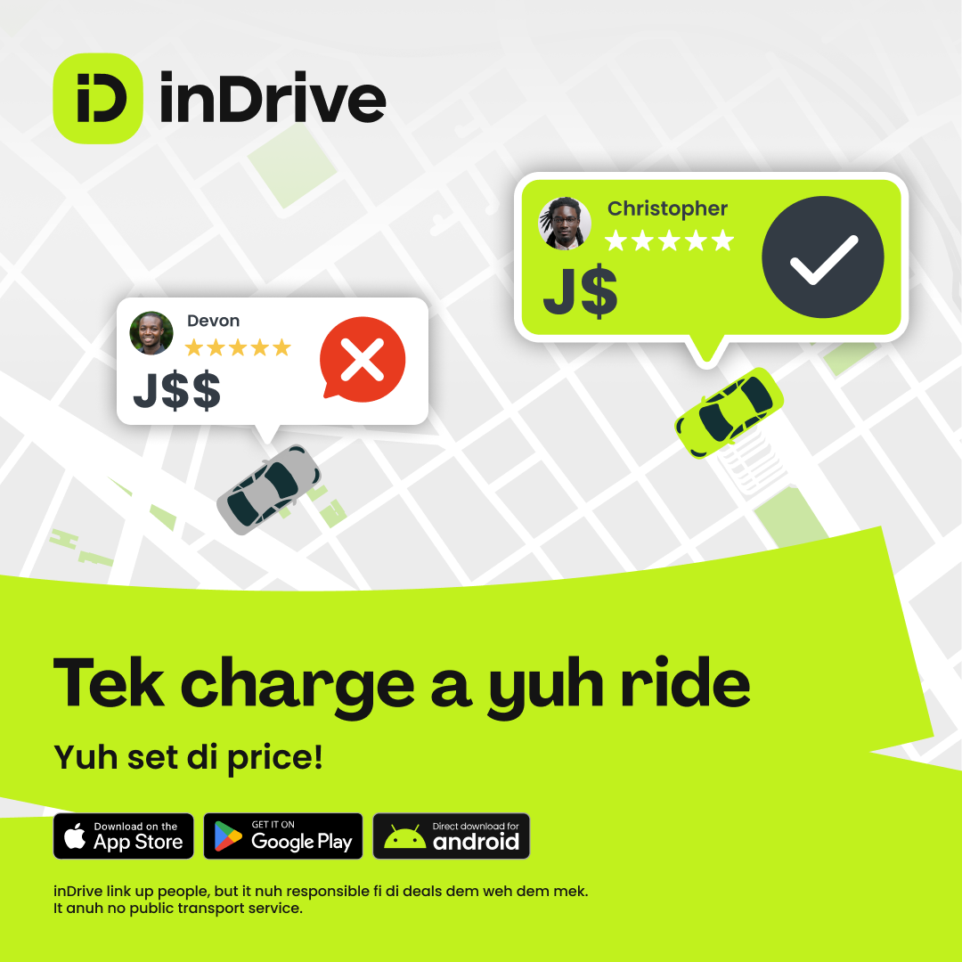 inDrive Facebook ad: Pick more comfy ride weh affordable. Book yuh ride now.