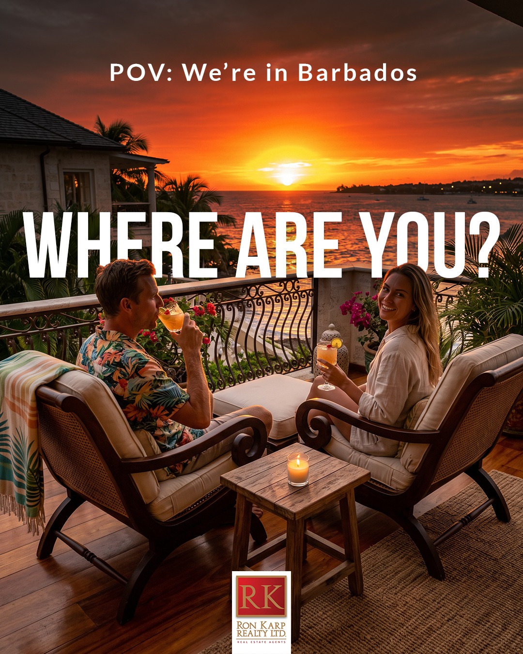Ron Karp Realty Ltd. Facebook ad: Barbados sunsets aren't unique occasions.
