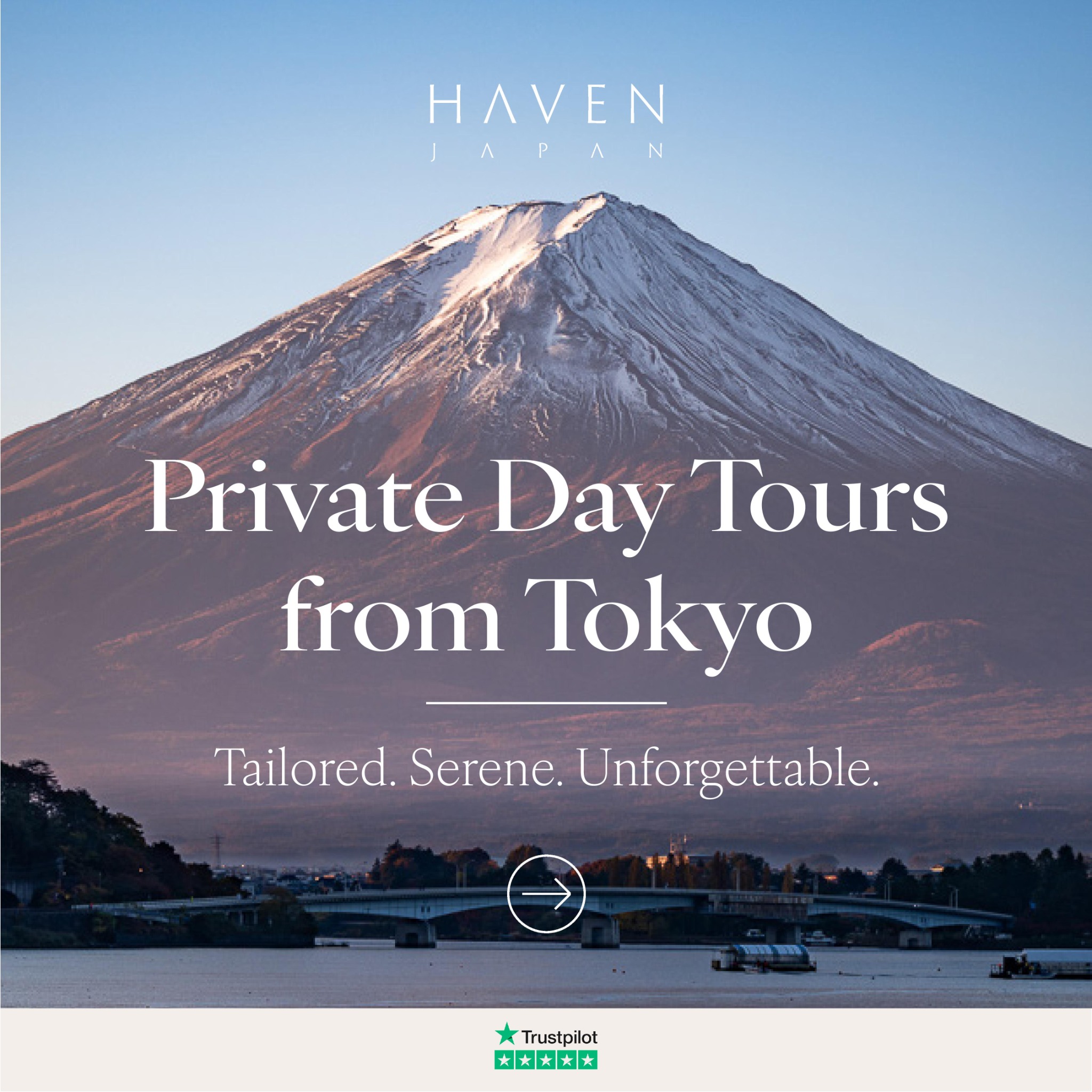 HavenJapan Facebook ad: Private day tours from Tokyo.