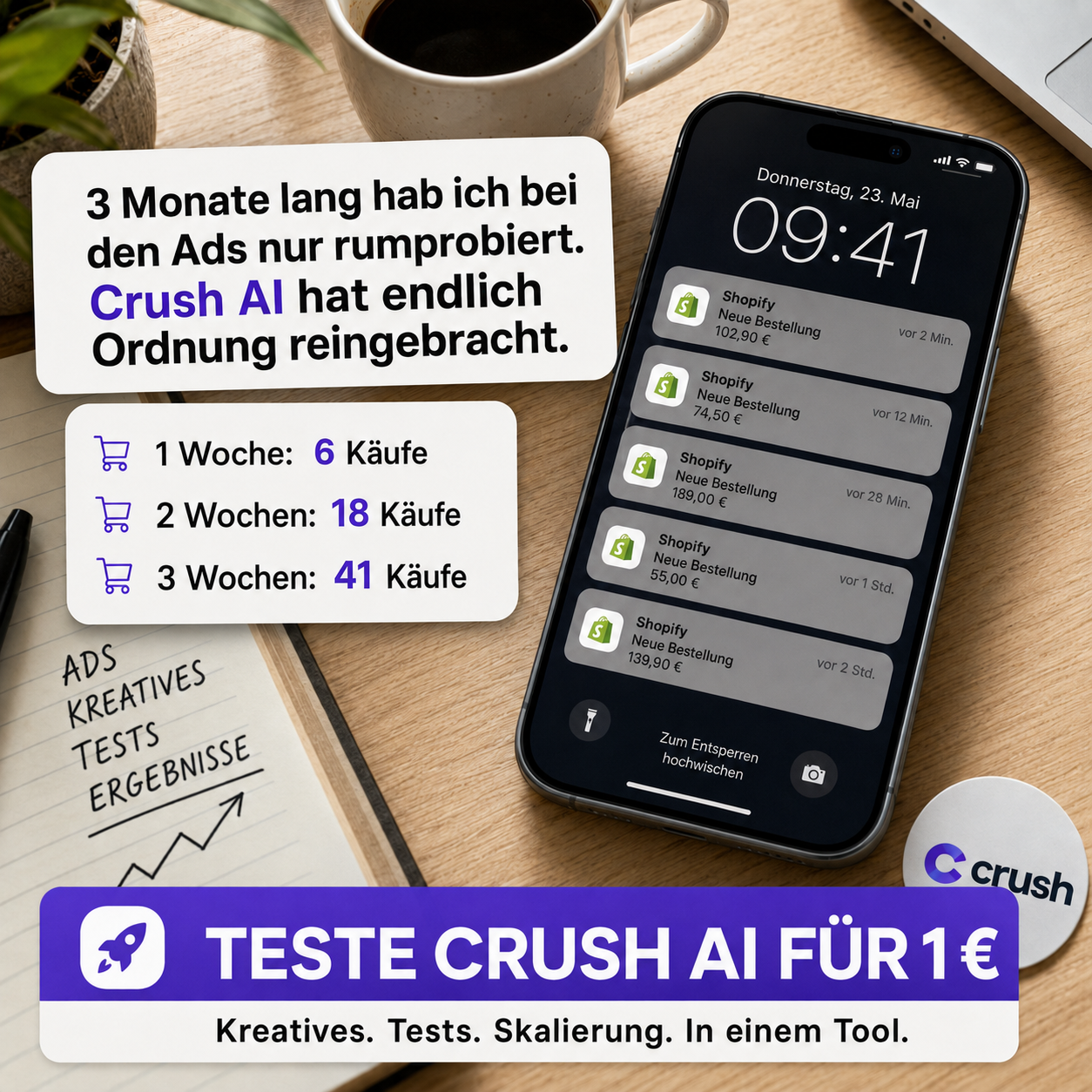 trycrush.ai Facebook ad