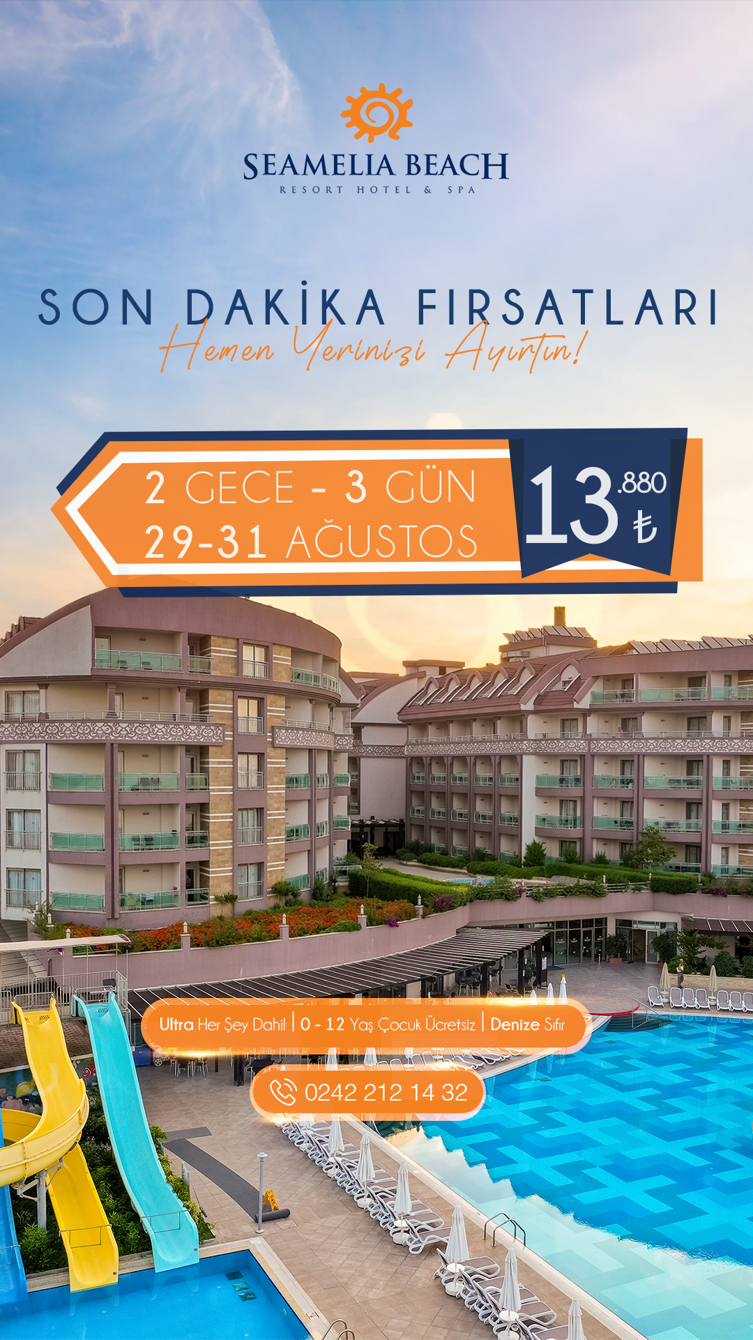 Seamelia Beach Resort Hotel & Spa Facebook ad from Aug 1, 2026