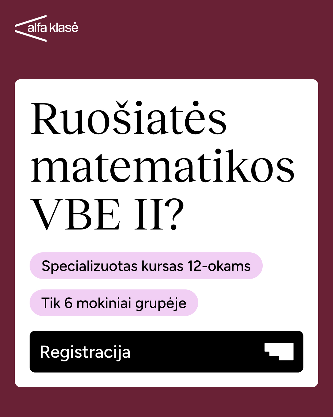Alfa Klasė Facebook ad