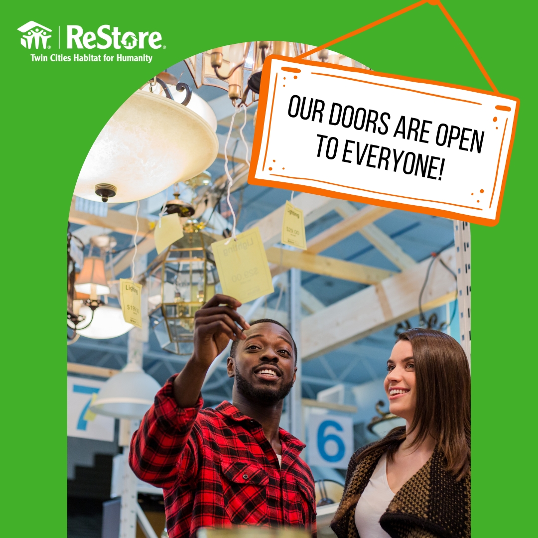 Twin Cities Habitat for Humanity ReStore Facebook ad: Save on home goods. ReStore welcomes all.