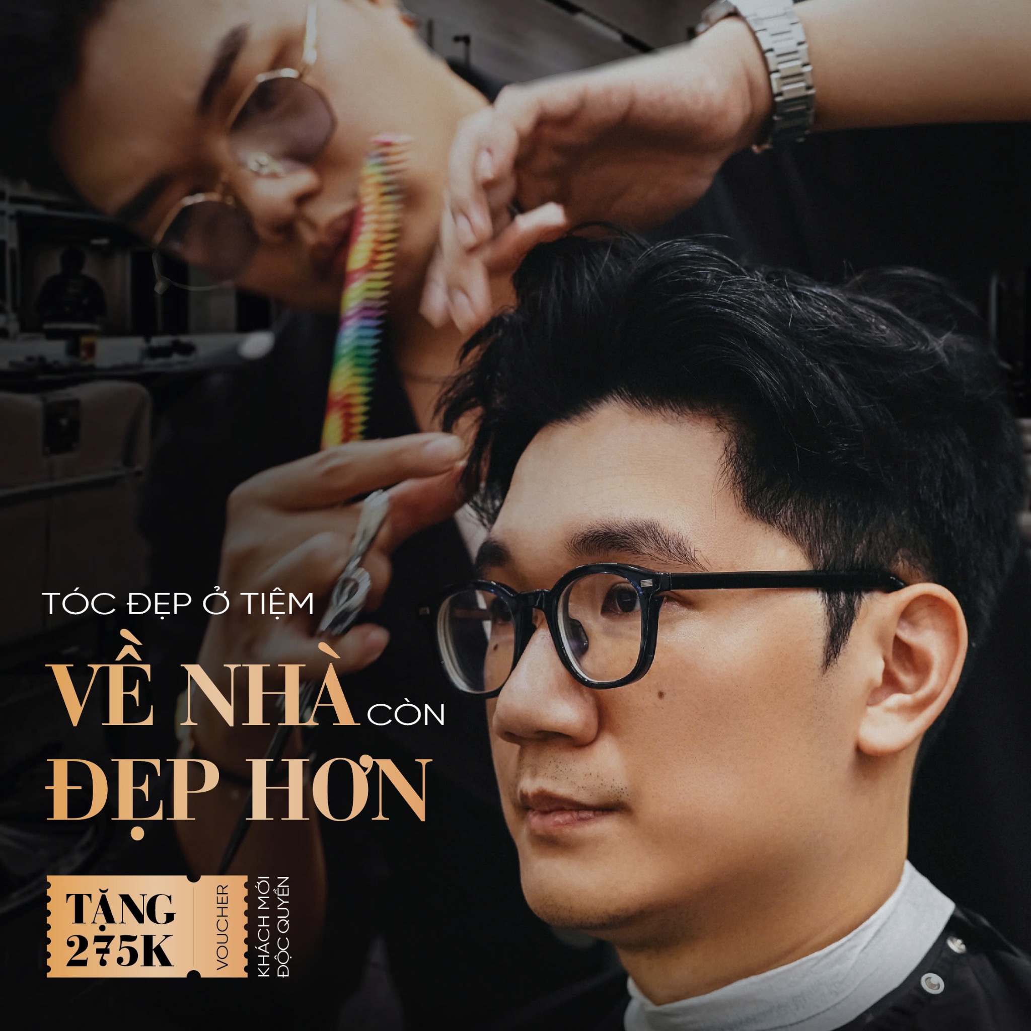 Level 1 Men's Hair Studio Facebook ad: Đặt lịch với Level 1
