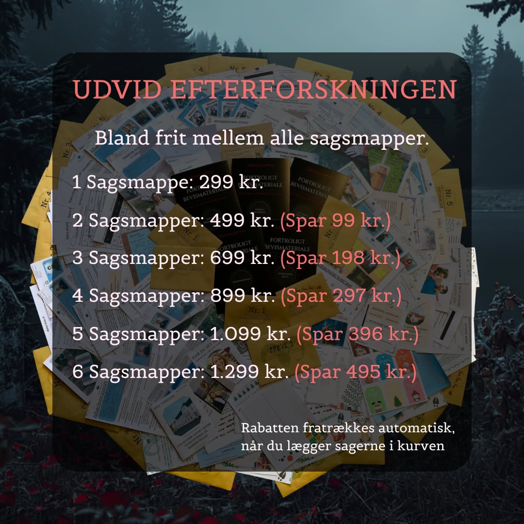 KrimiMappen - Mordmysterier & Krimispil Facebook ad: Vælg jeres næste sag her