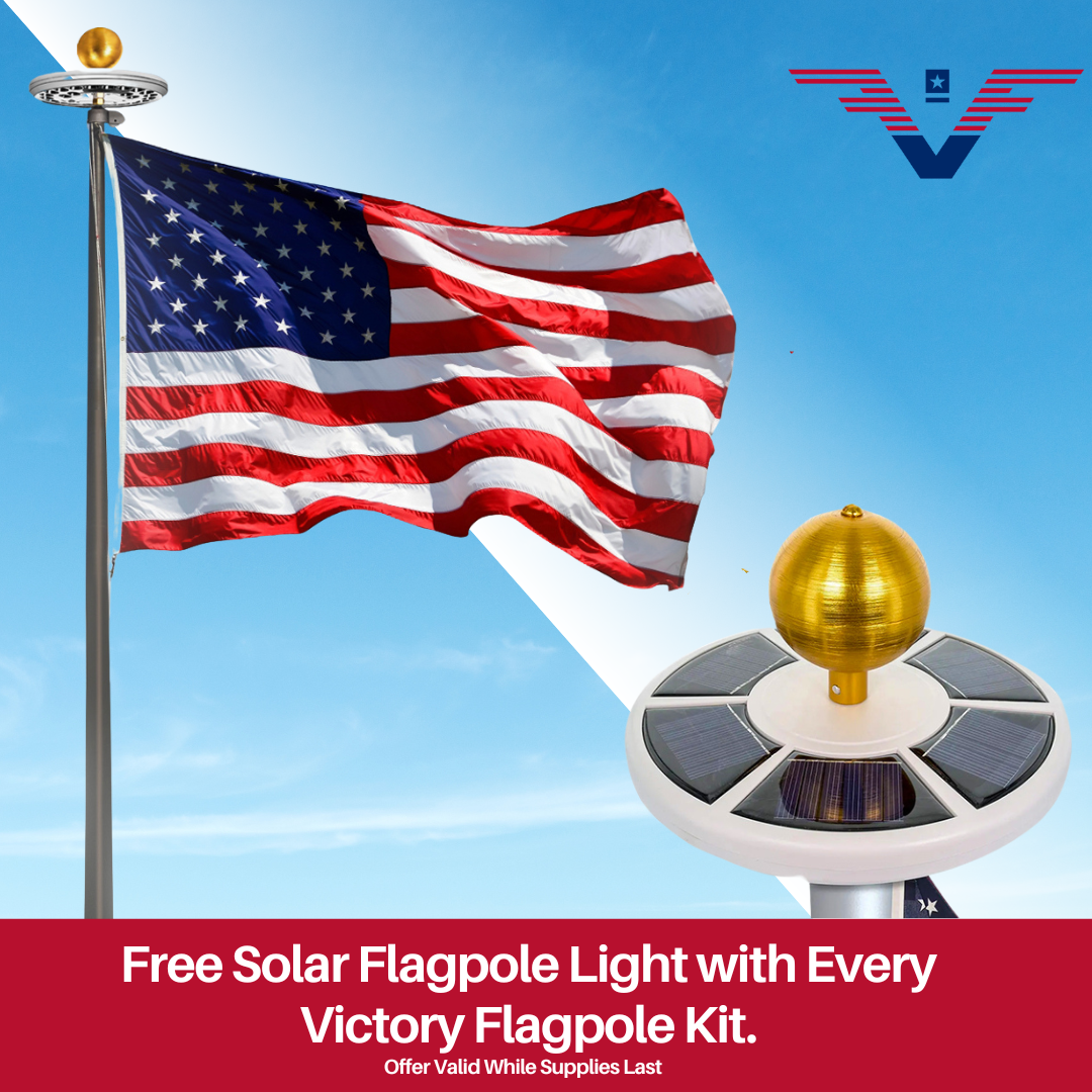 Victory Flagpoles Facebook ad: Complete Flagpole Kits with 24/7 Illumination