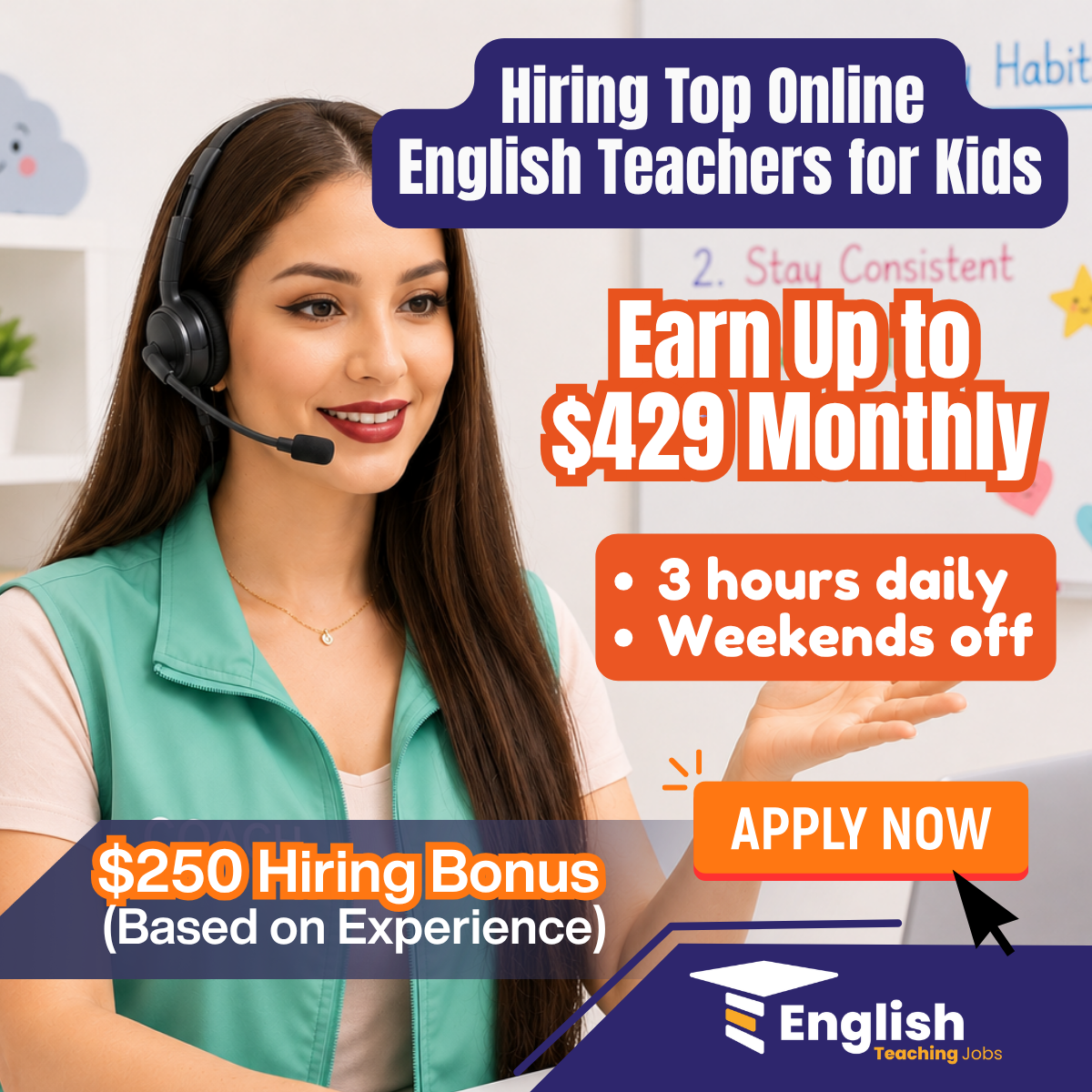 English Teaching Jobs Facebook ad