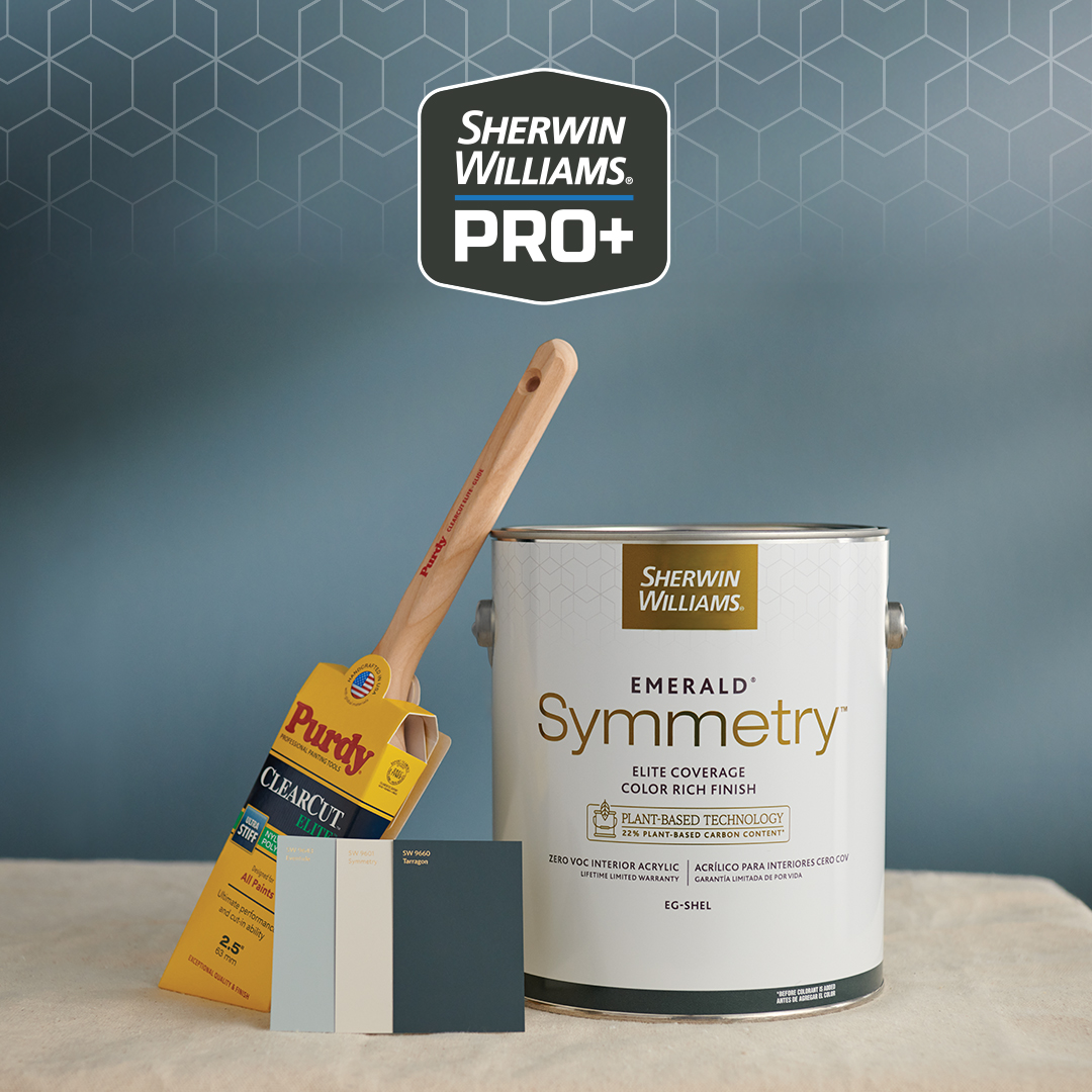 Sherwin-Williams Bien Pro Facebook ad: Diseñada para el mejor rendimiento, Emerald Symmetry ofrece…