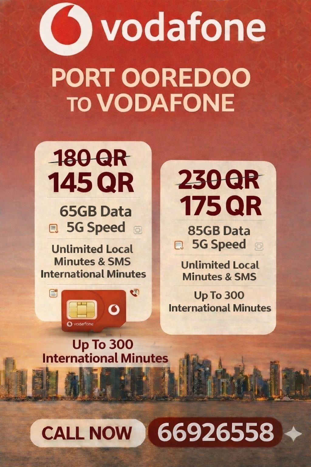 Qatar Internet Services Facebook ad: Port OOREDOO to VODAFONE and Enjoy the amazing…