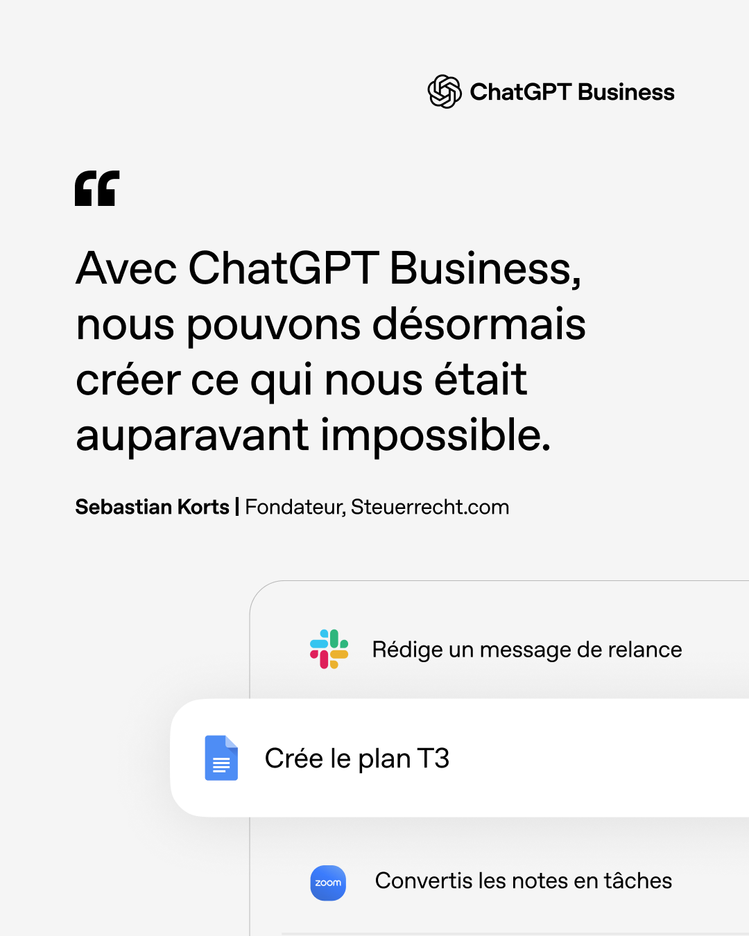 OpenAI Facebook ad: Essayez ChatGPT Business