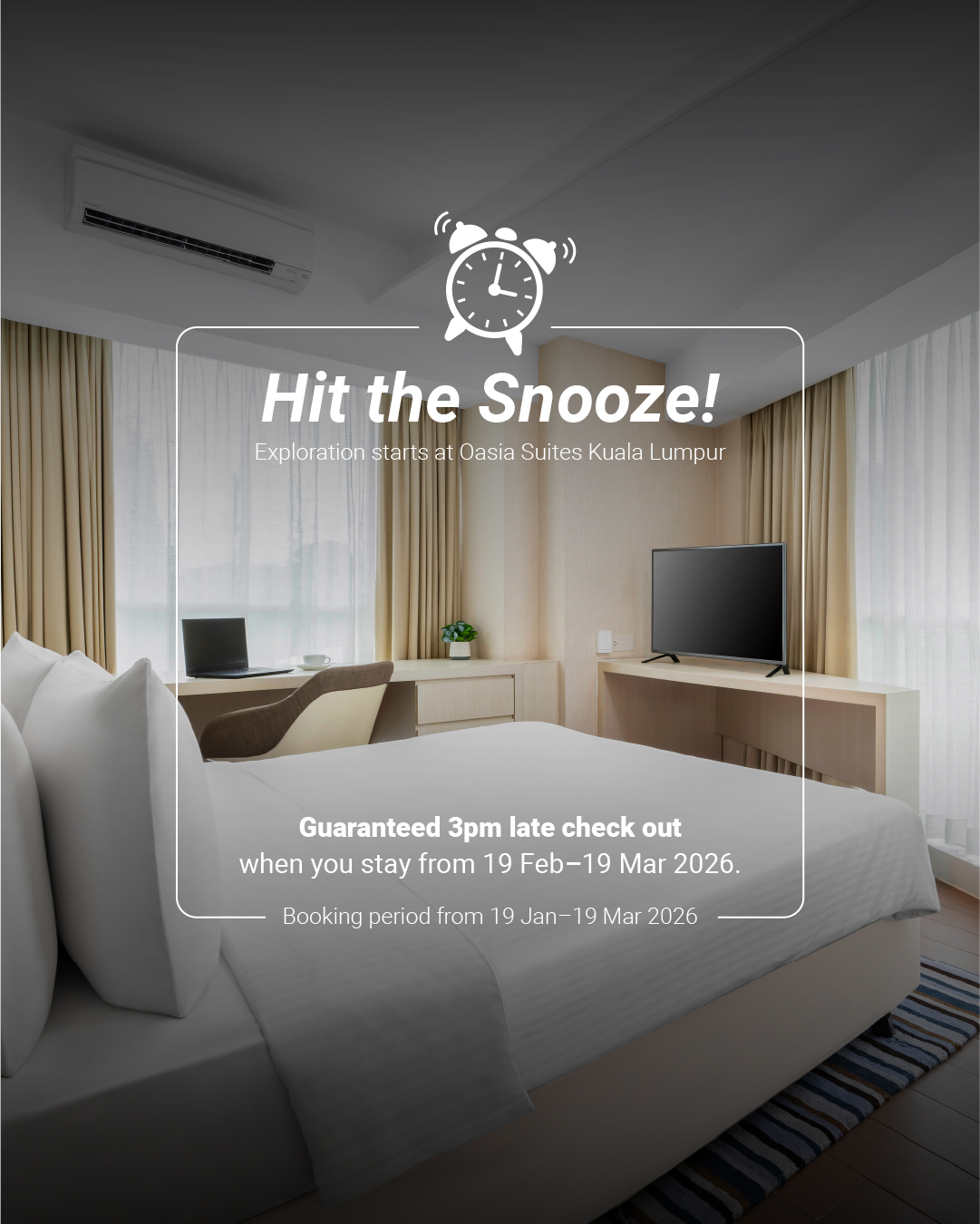Oasia Hotels and Residences Facebook ad: Hit the snooze button on routine and start…