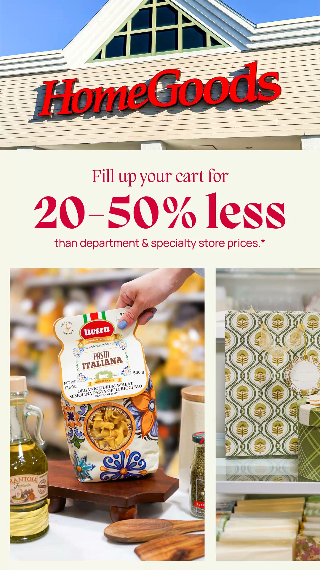 HomeGoods Facebook ad: Life’s better when you save IRL
