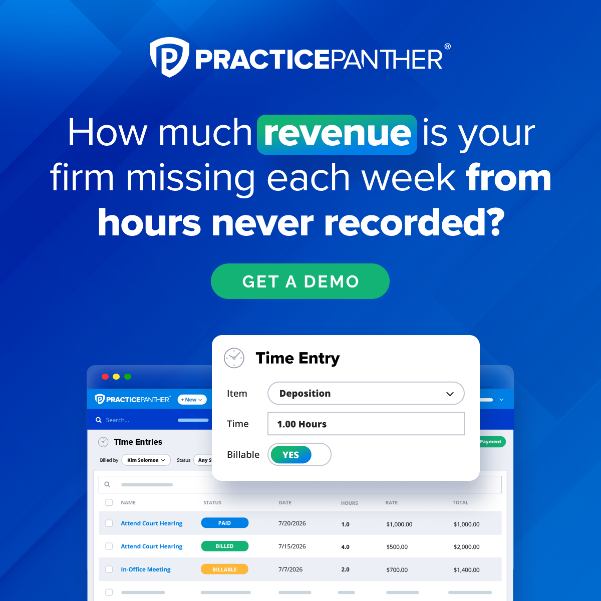 PracticePanther Law Practice Management Software Facebook ad