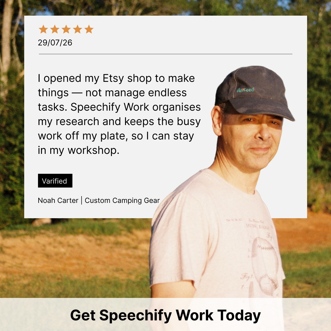 Speechify Work Facebook ad