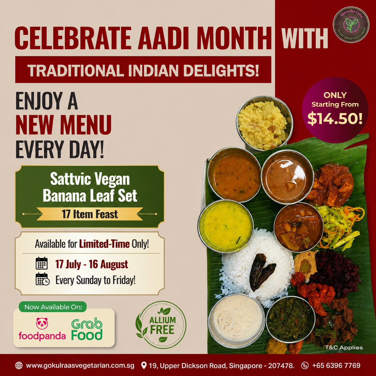 GOKUL RAAS VEGETARIAN Facebook ad: Make a reservation now!