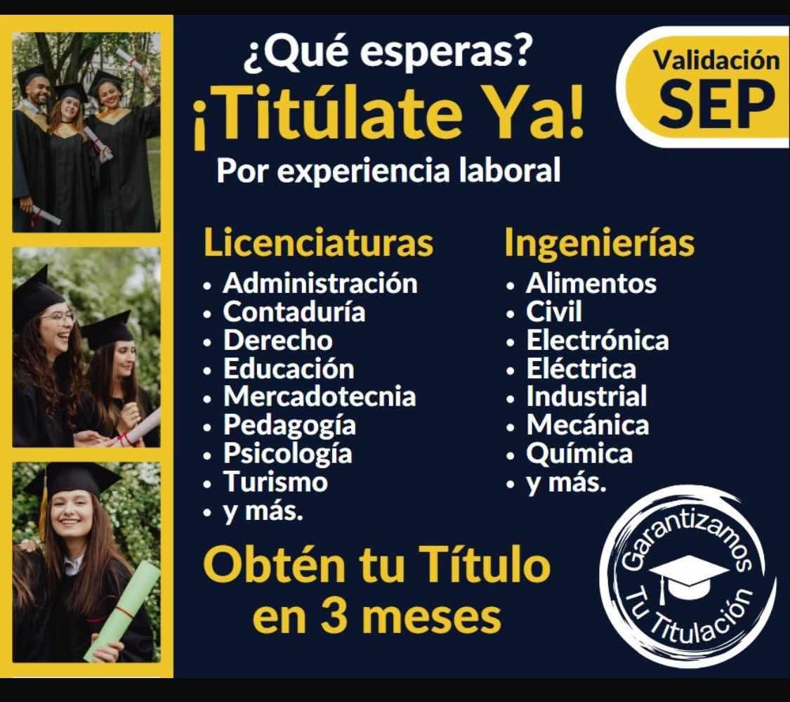 titulación por experiencia laboral Facebook ad: titulate ya!