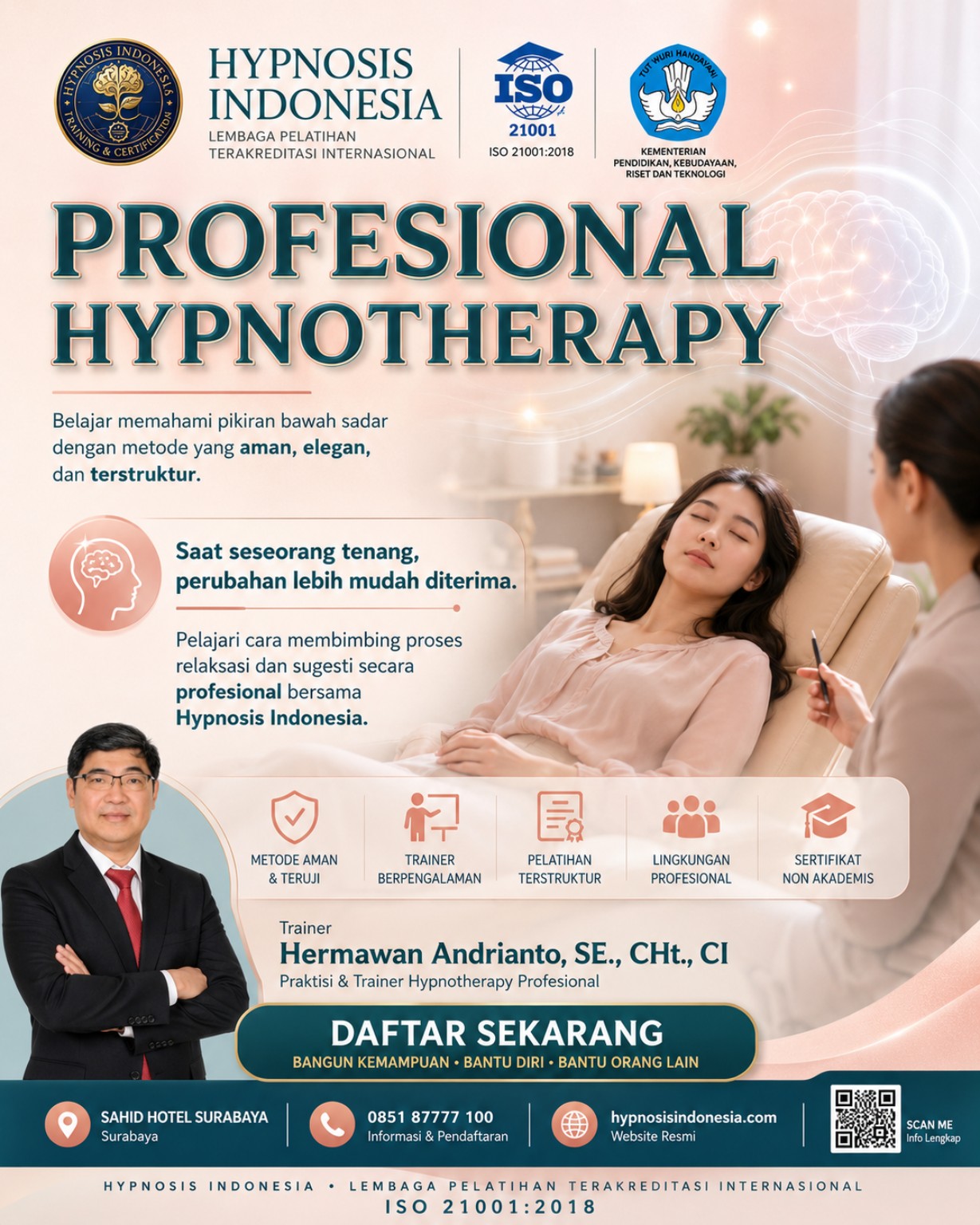 Mind Tech Facebook ad: Belajar Hypnotherapy dari Nol Hingga Bisa Praktik