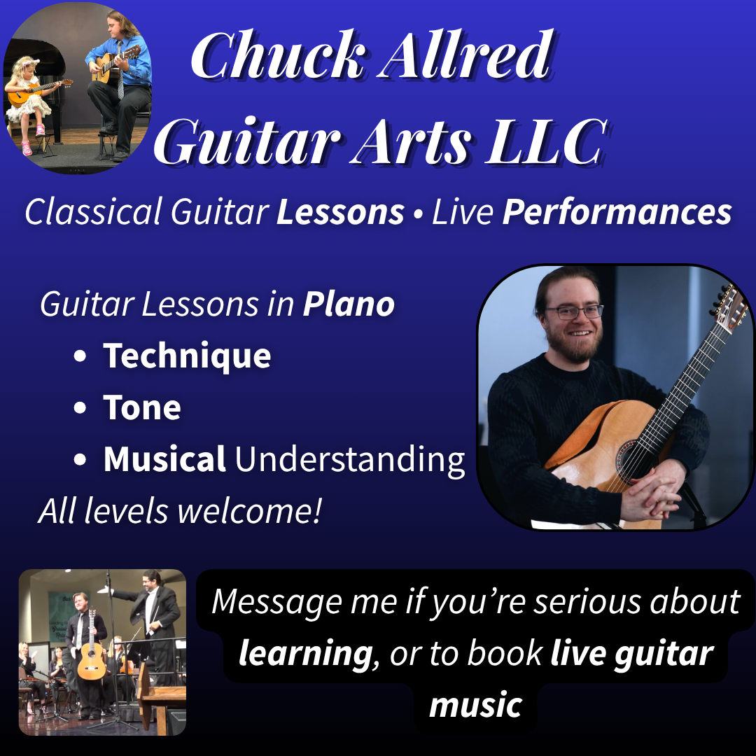 Chuck Allred Guitar Arts LLC Facebook ad: Guitar Instruction & Event Performance