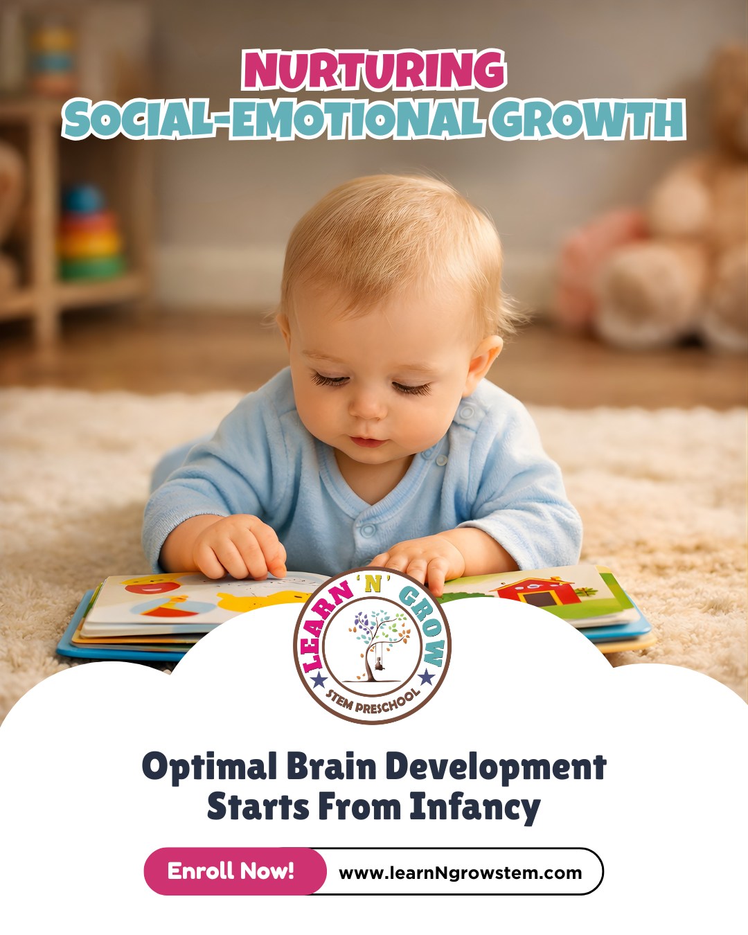 Learn N Grow STEM Preschool Facebook ad: Now enrolling infants and toddlers at Learn N…