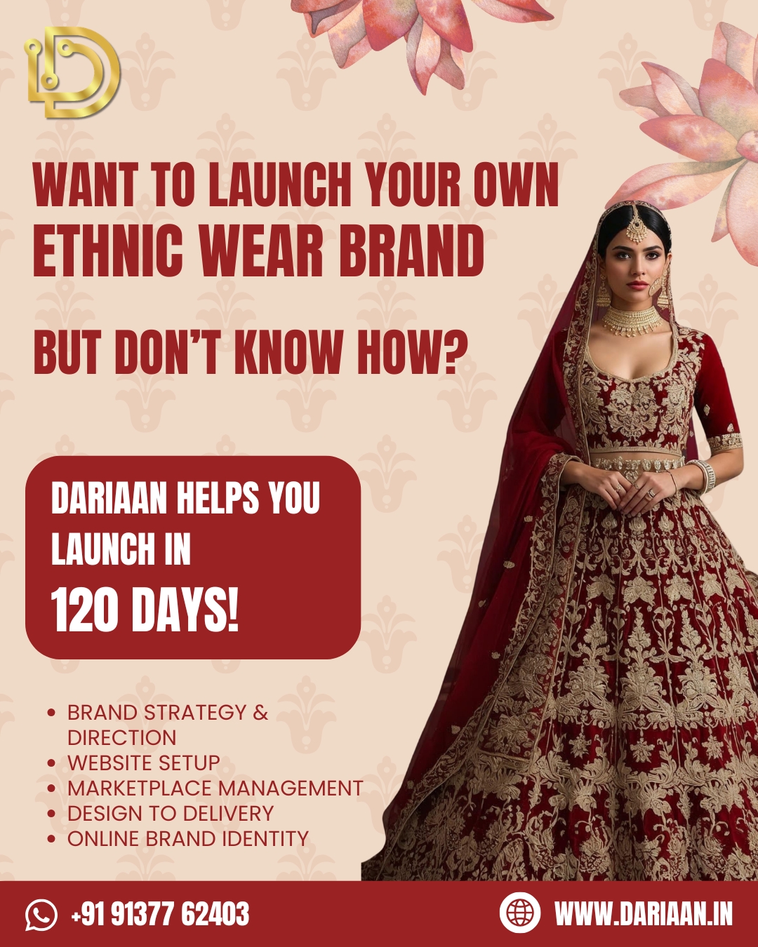 Dariaan Facebook ad: Launch Your Ethnic Wear Brand in 120 Days