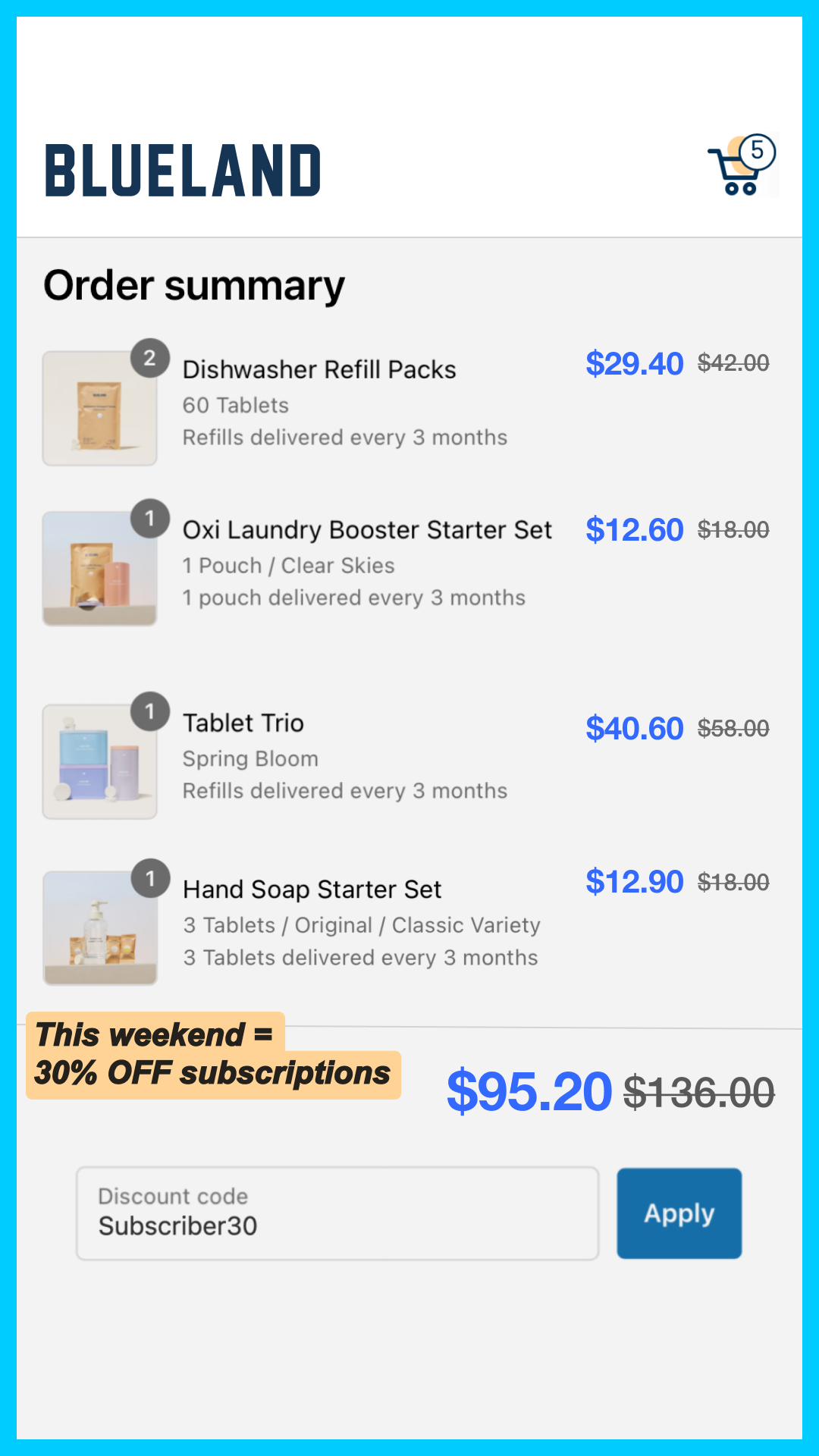 Blueland Facebook ad