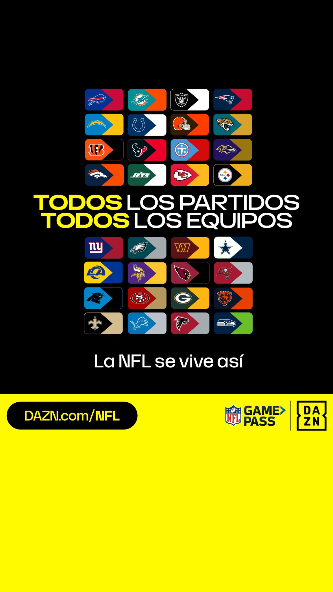 NFL on DAZN Facebook ad: NFL Game Pass en DAZN