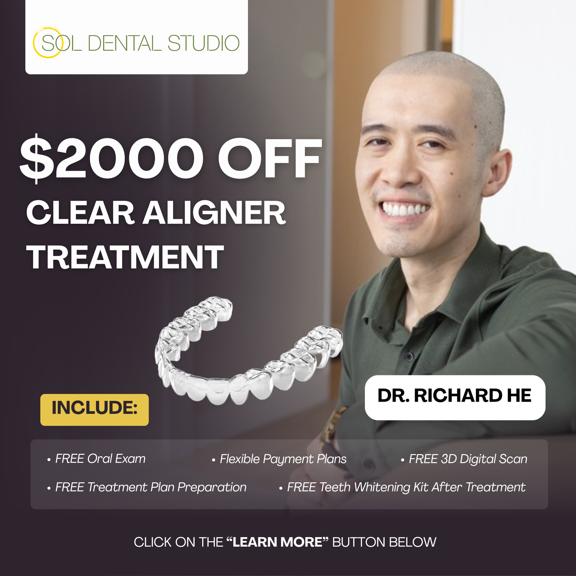 Sol Dental Studio Facebook ad: $2000 OFF Clear Aligner Special