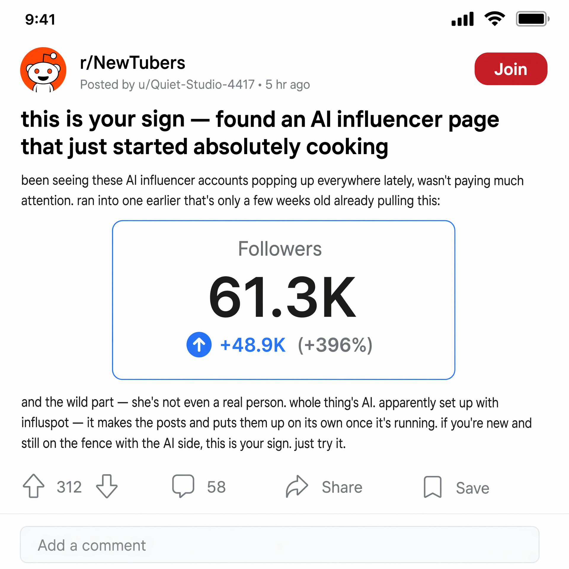 Influspot Facebook ad