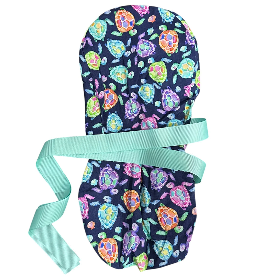 Sunshine Caps Co. Facebook ad: Finally-a scrub cap that fits your hair AND…