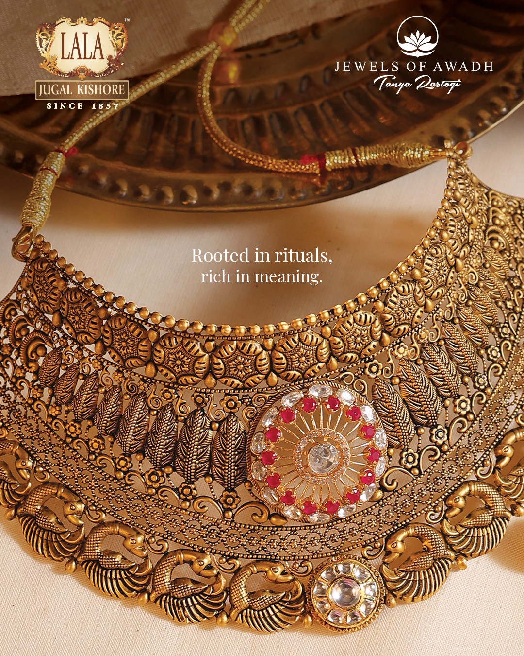Lala Jugal Kishore Jewellers Facebook ad: Rooted in rituals, crafted with heritage.