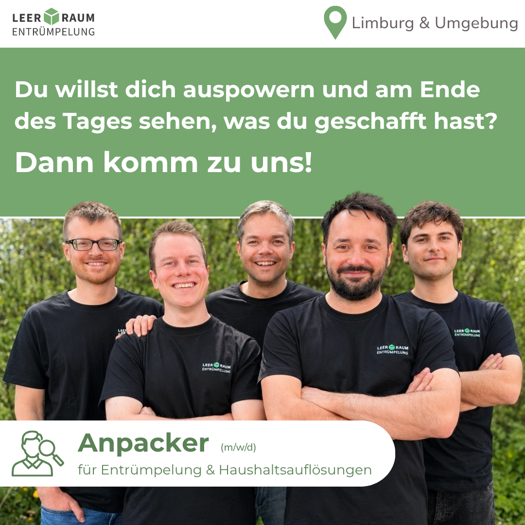 JobAdvertiser Facebook ad: Mitarbeiter Entrümpelung (m/w/d) in Limburg gesucht!