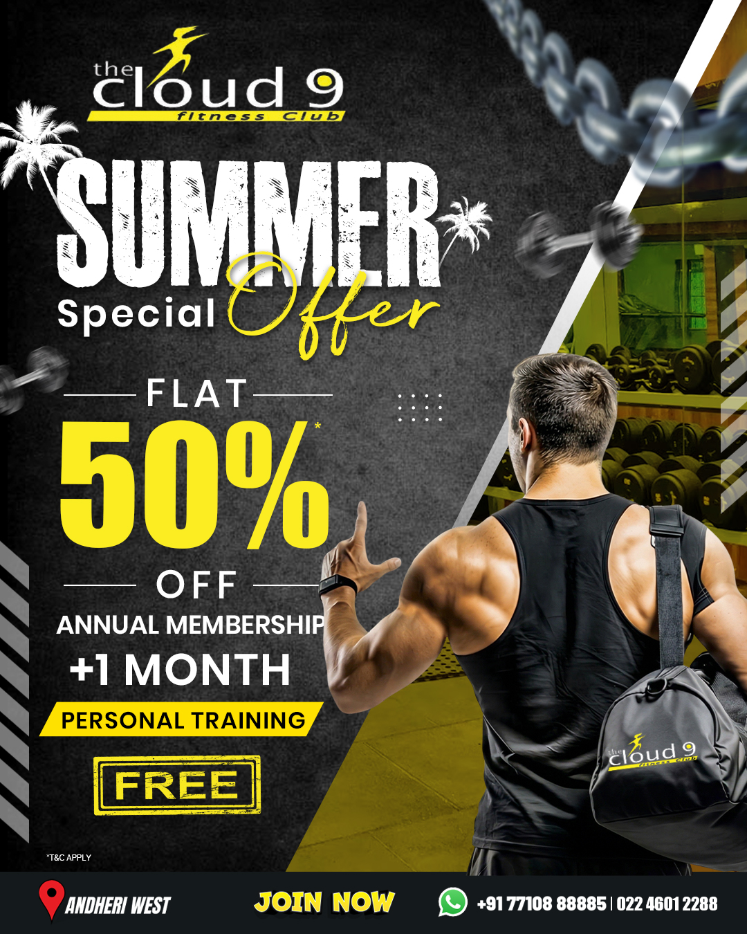 cloud9gymandheriwest Facebook ad: For a limited time, you can join at Flat 50% OFF on Annual…