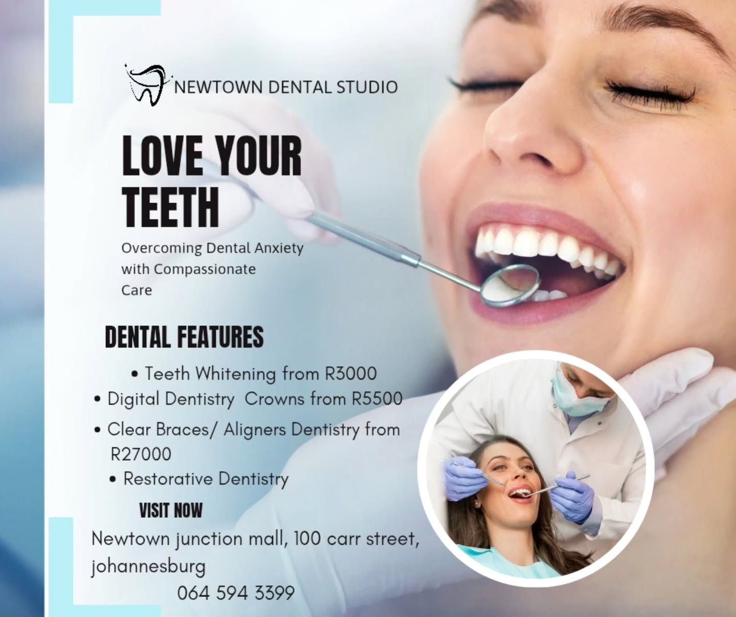 Newtown junction mall Dentist Facebook ad: Share on WhatsApp