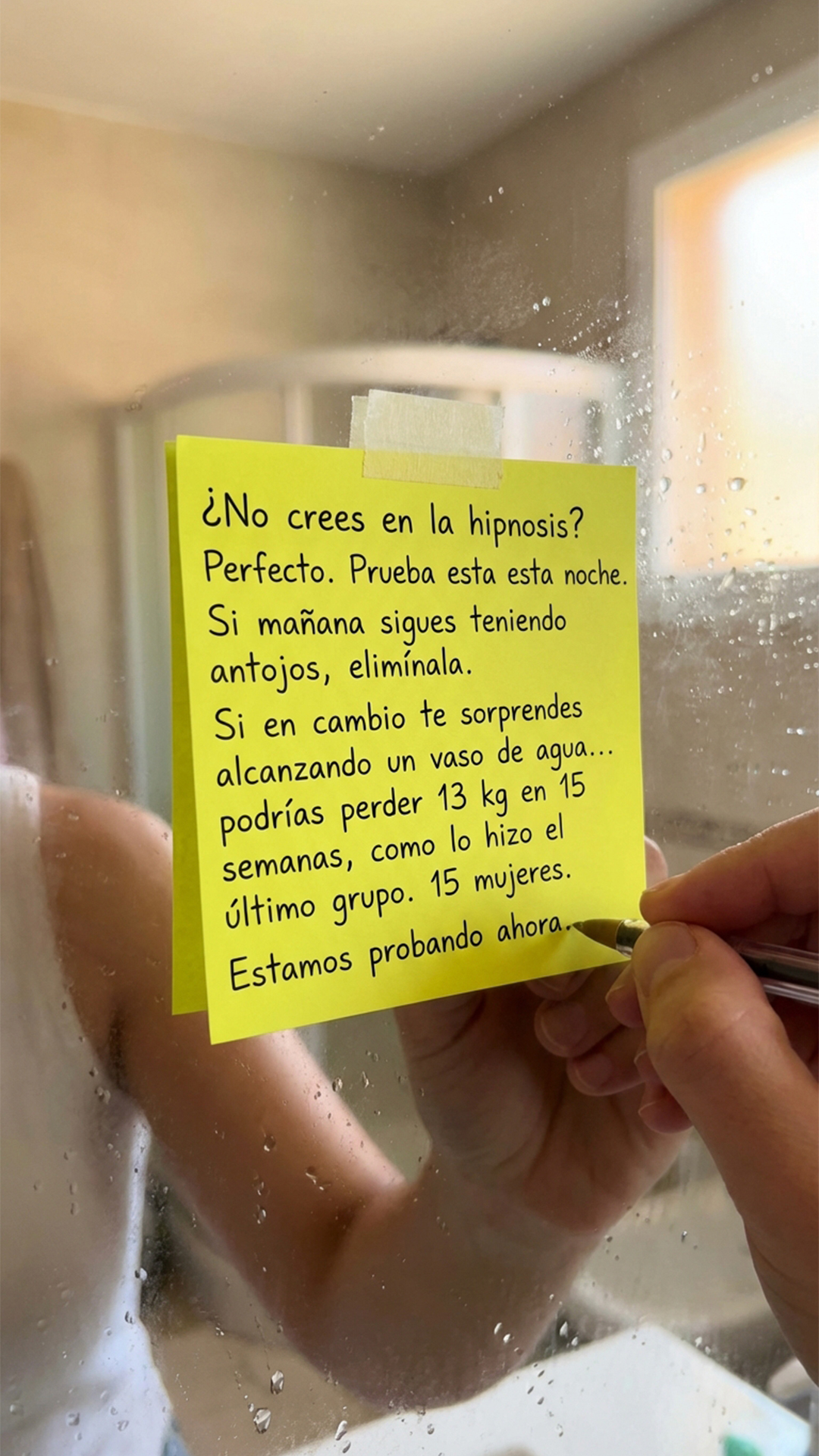 Hypnotherapy for Weight Loss Facebook ad: Presiona play. Cierra los ojos. Cambia todo