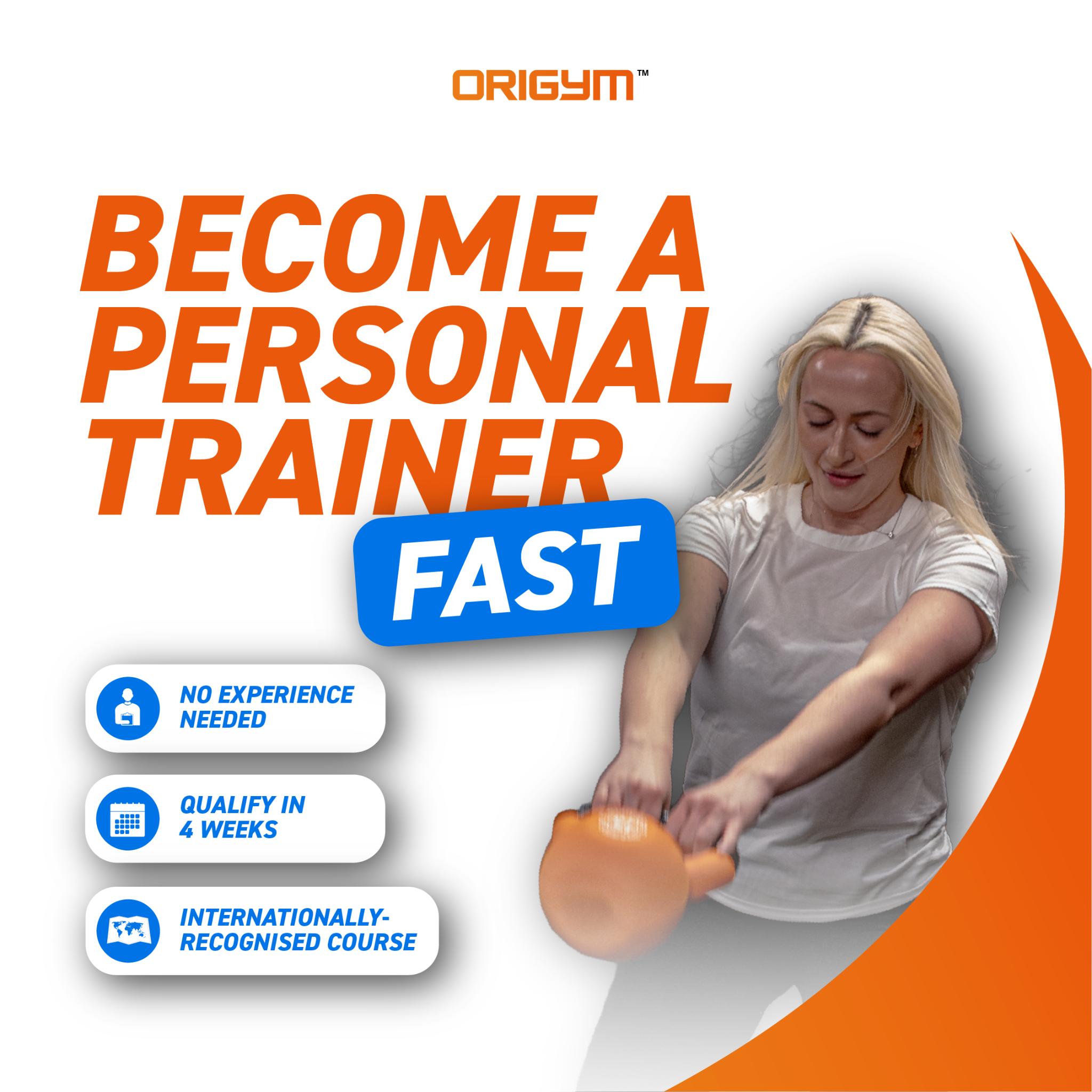 OriGym Centre of Excellence Facebook ad: Become a Qualified Personal Trainer Fast
