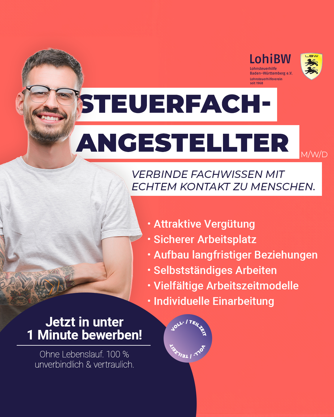 Lohnsteuerhilfe Baden-Württemberg e.V. Lohnsteuerhilfeverein Facebook ad: Lerne uns jetzt kennen