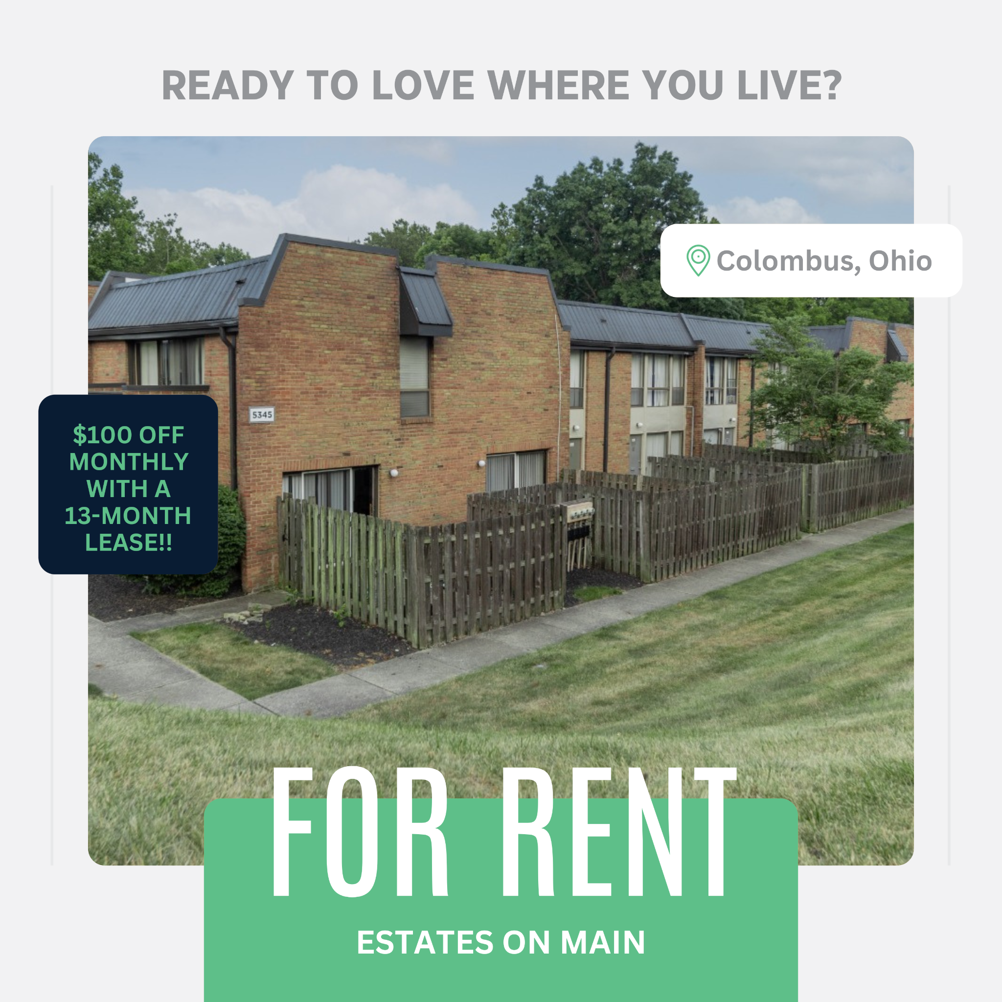 Carlton Equities Facebook ad: Discover Your Next Apartment at Estates on Main!